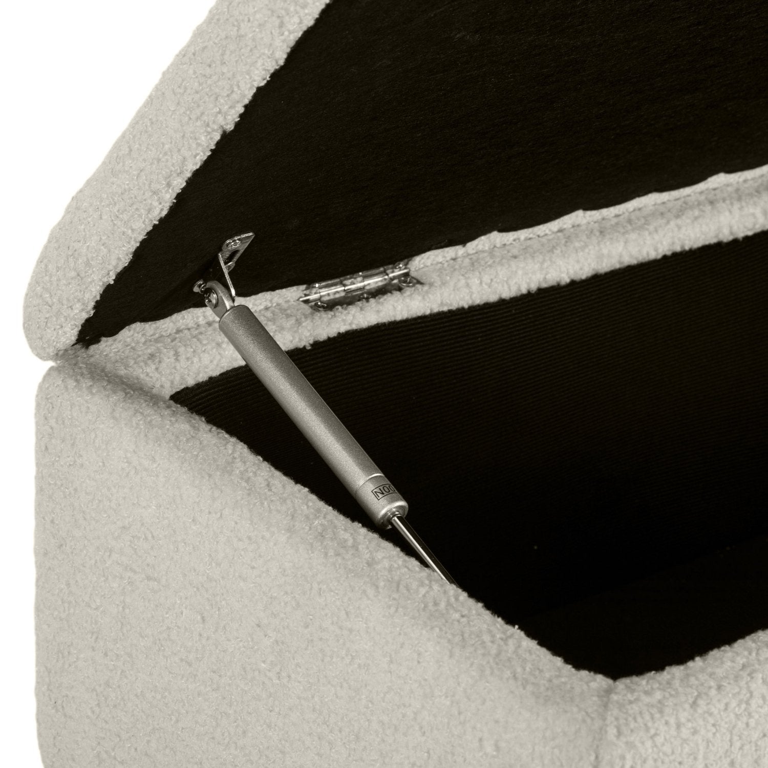 Klädd förvaringsbänk med fällbart lock, sammetsfinish