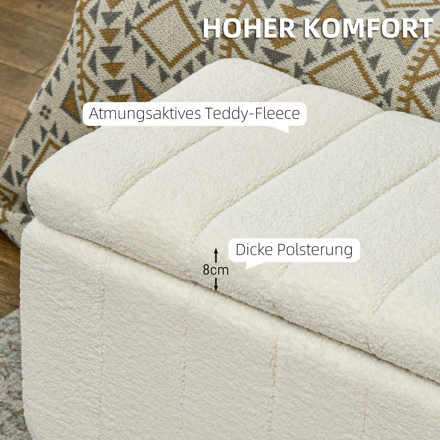 Klädd förvaringsbänk, träben, 102x45x46 cm