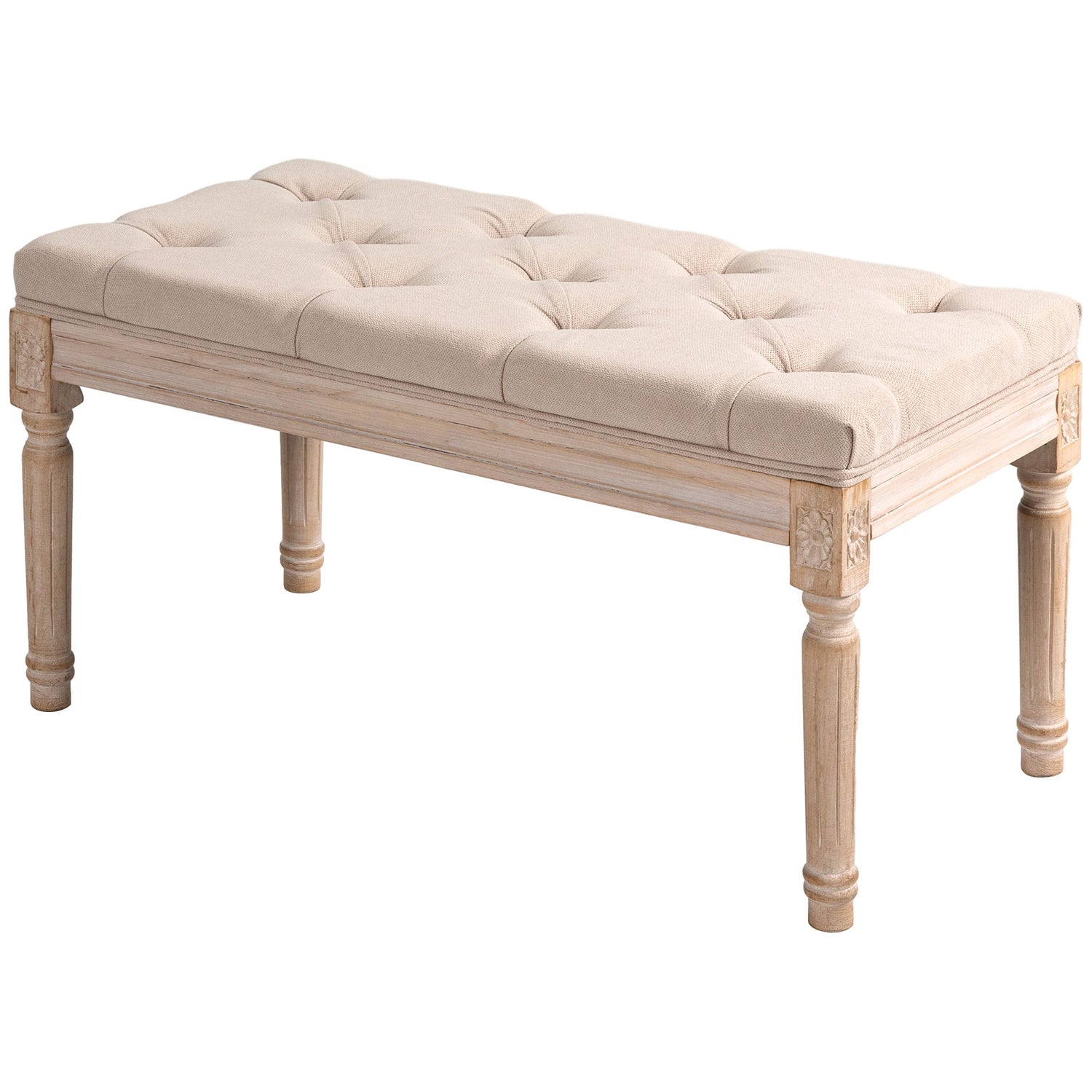 Gestoffeerde vintage bank, linnenbeige, draagvermogen 120 kg