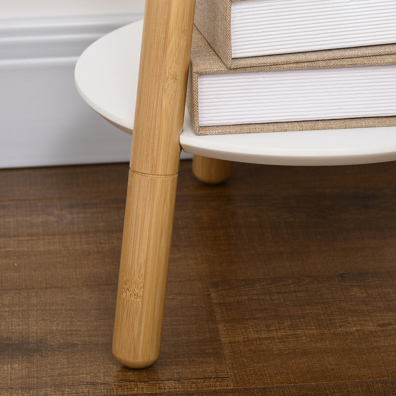 Klädstativ med 5 krokar & sidobord, 171 cm, natur/vit