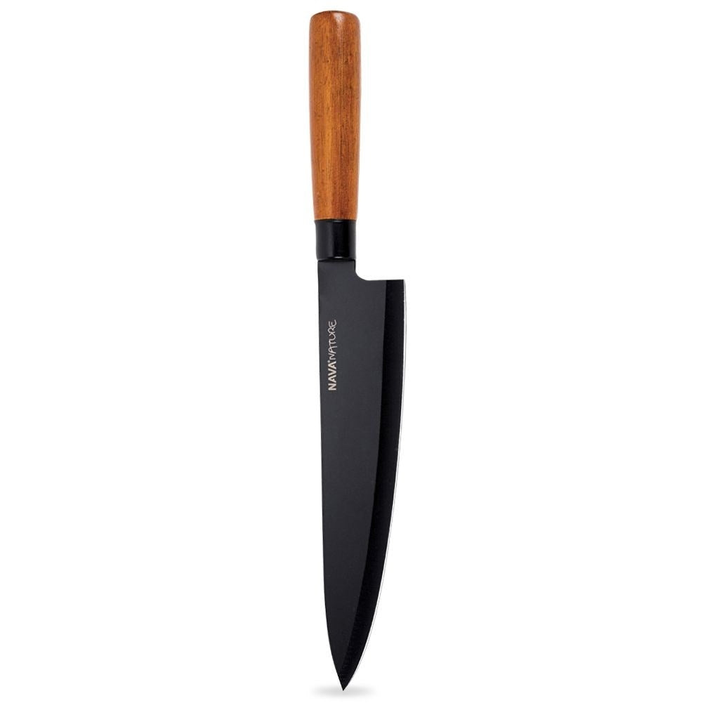 Kockkniv 19 cm: Ergonomiskt Handtag av Trä, Elegant Svart