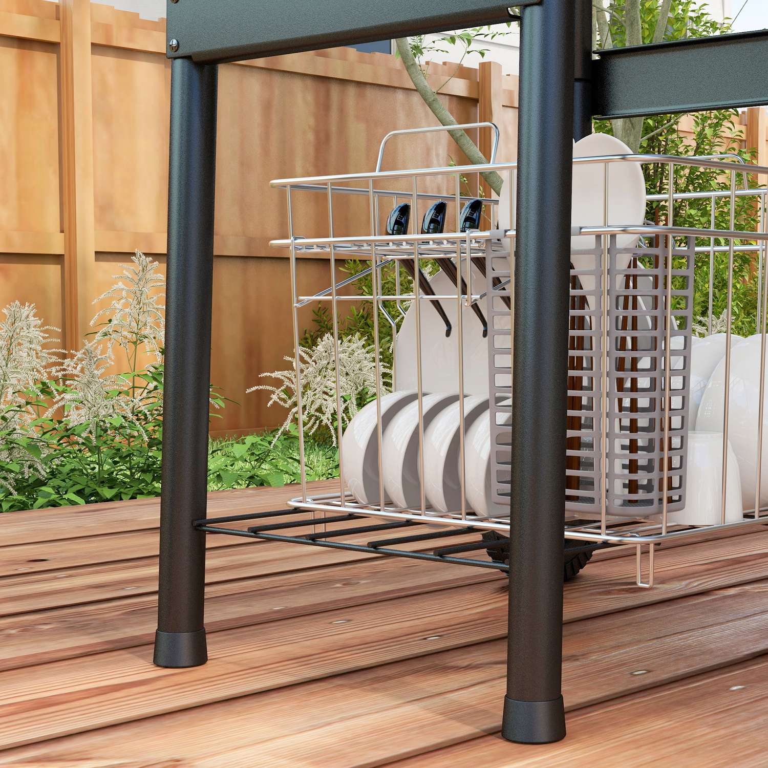 Kolgrillvagn, rostfritt stål, lock och hjul