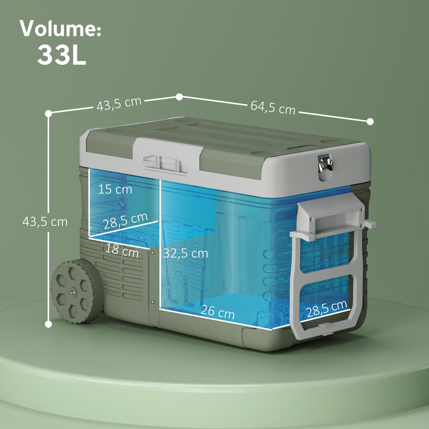 Kompressorkylbox, 33L – Tyst, LED, 12/230V, Grön