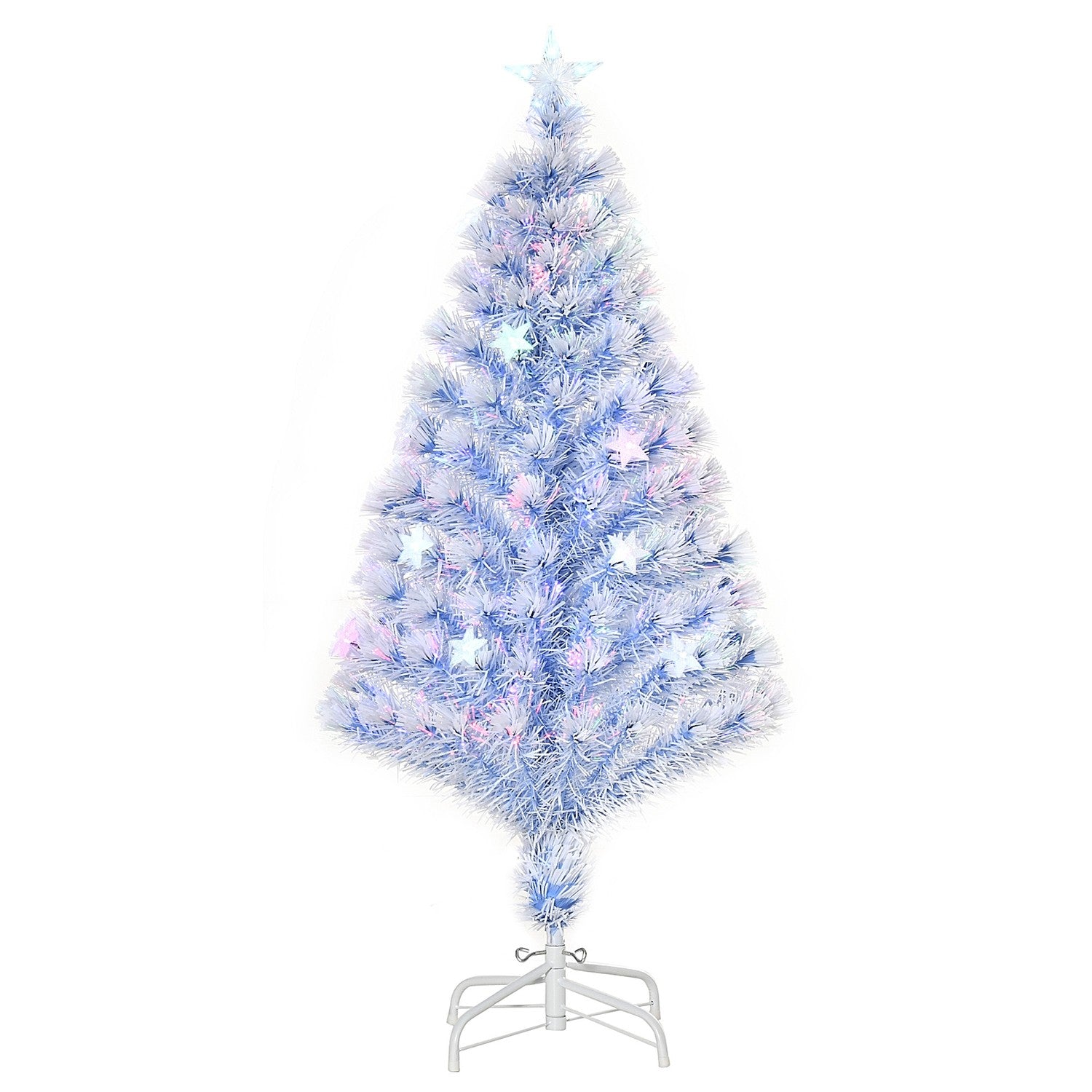 Vit & Blå Julgran, 120 cm, PVC med 3 LED-ljus