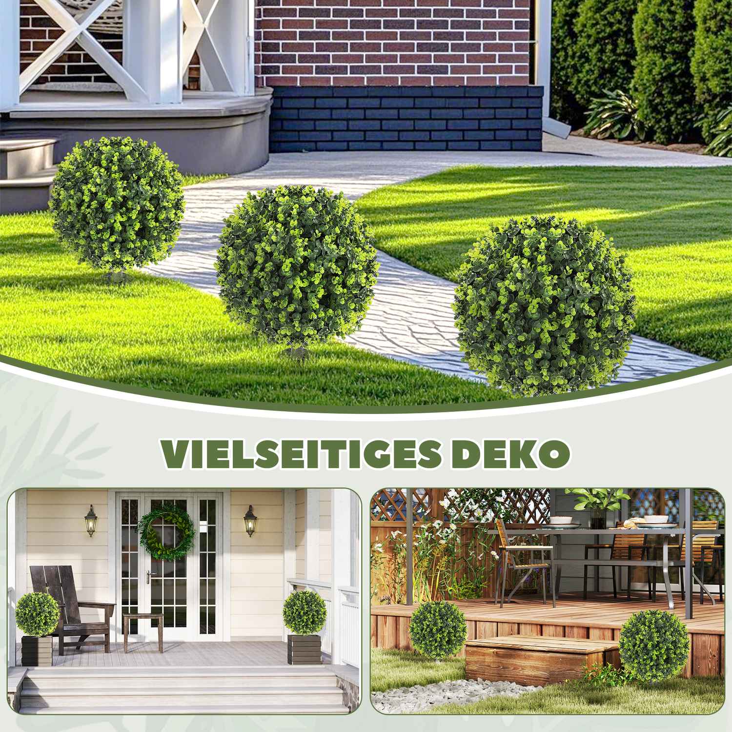 Konstgjorda buxbomsbollar, 40cm, realistisk plastdekor