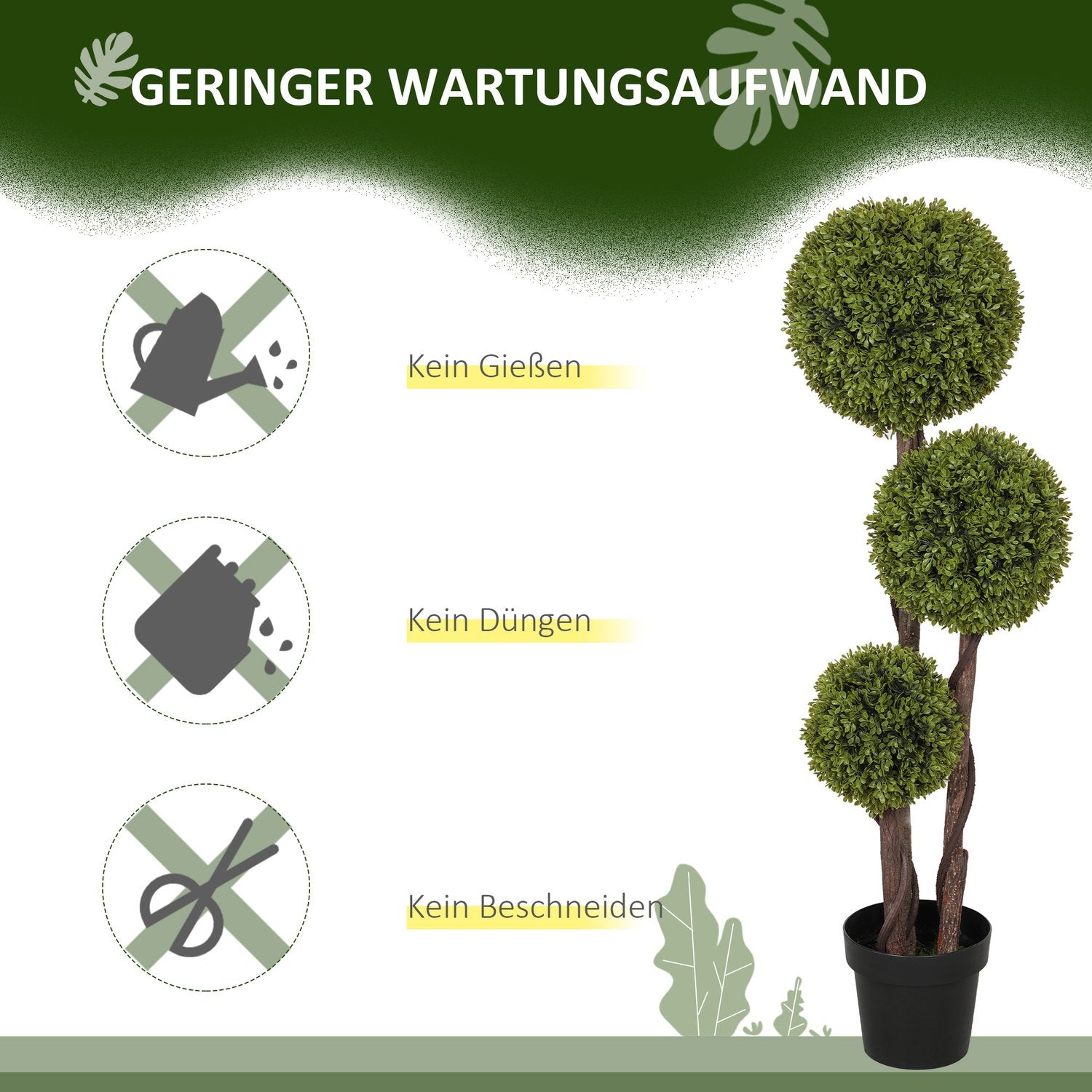 Konstgjord buxbomväxt i kruka, 115 cm dekorativ grönska