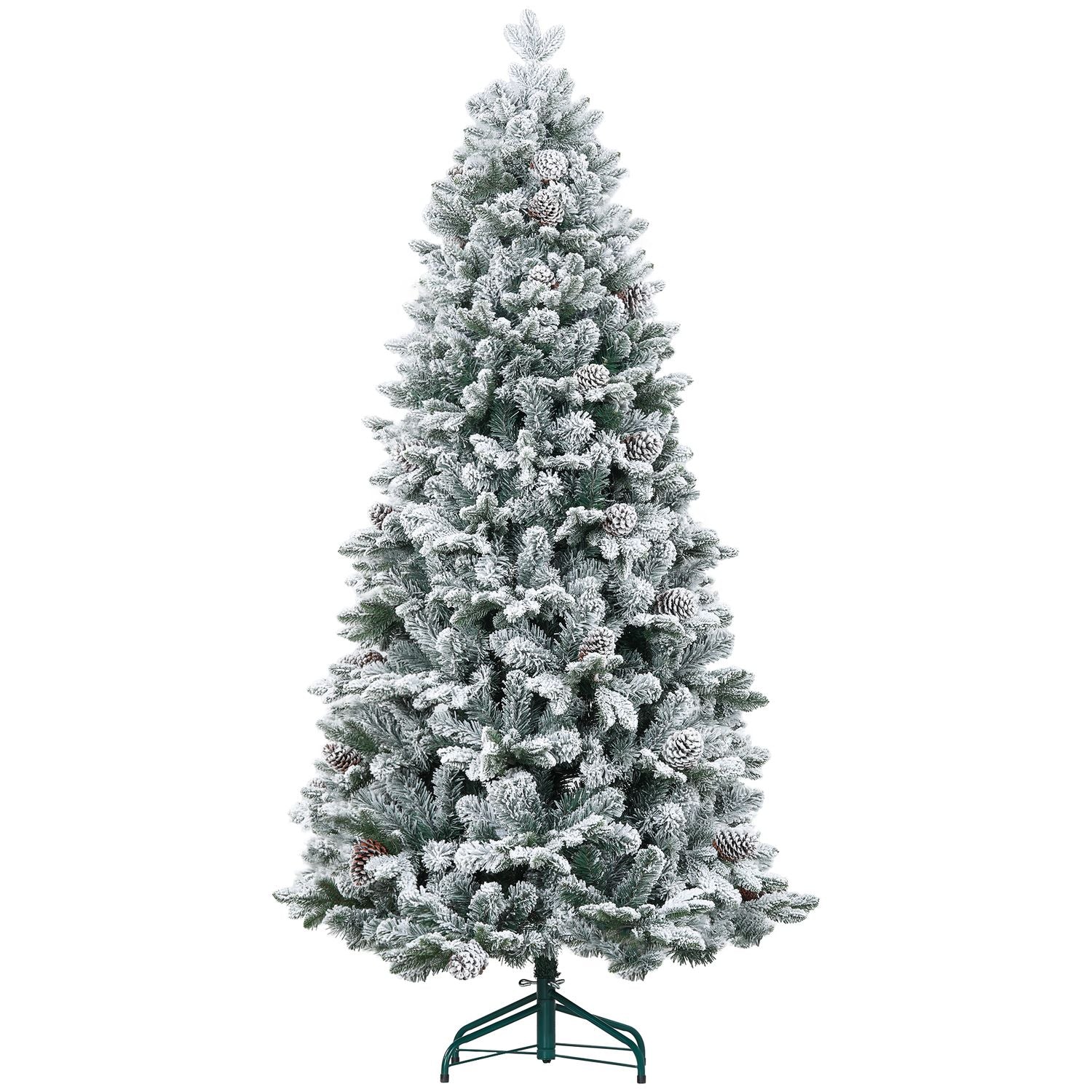 180 cm konstgjord julgran, snöig, hopfällbar metallstativ