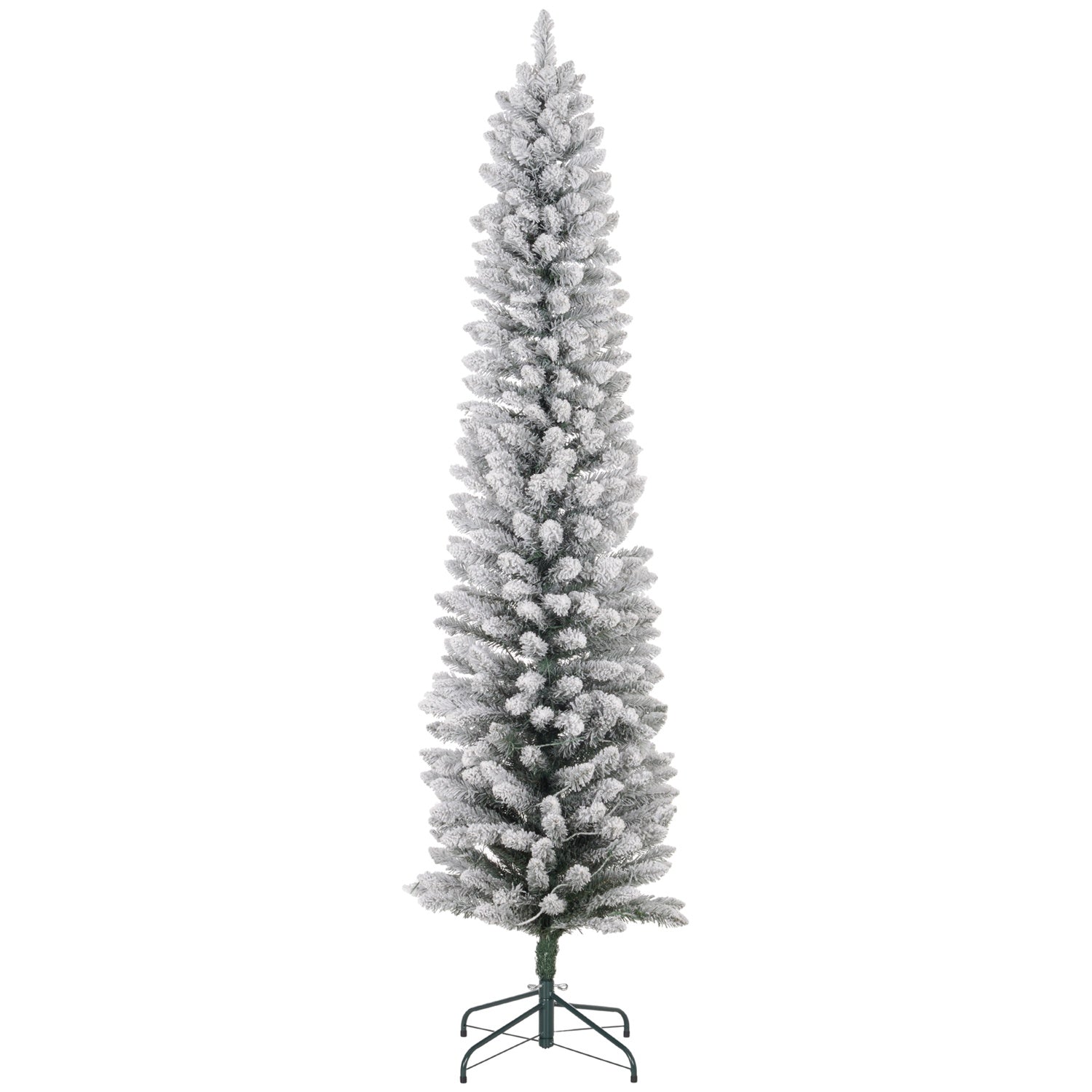 210 cm konstgjord julgran med LED-ljus, grön/vit