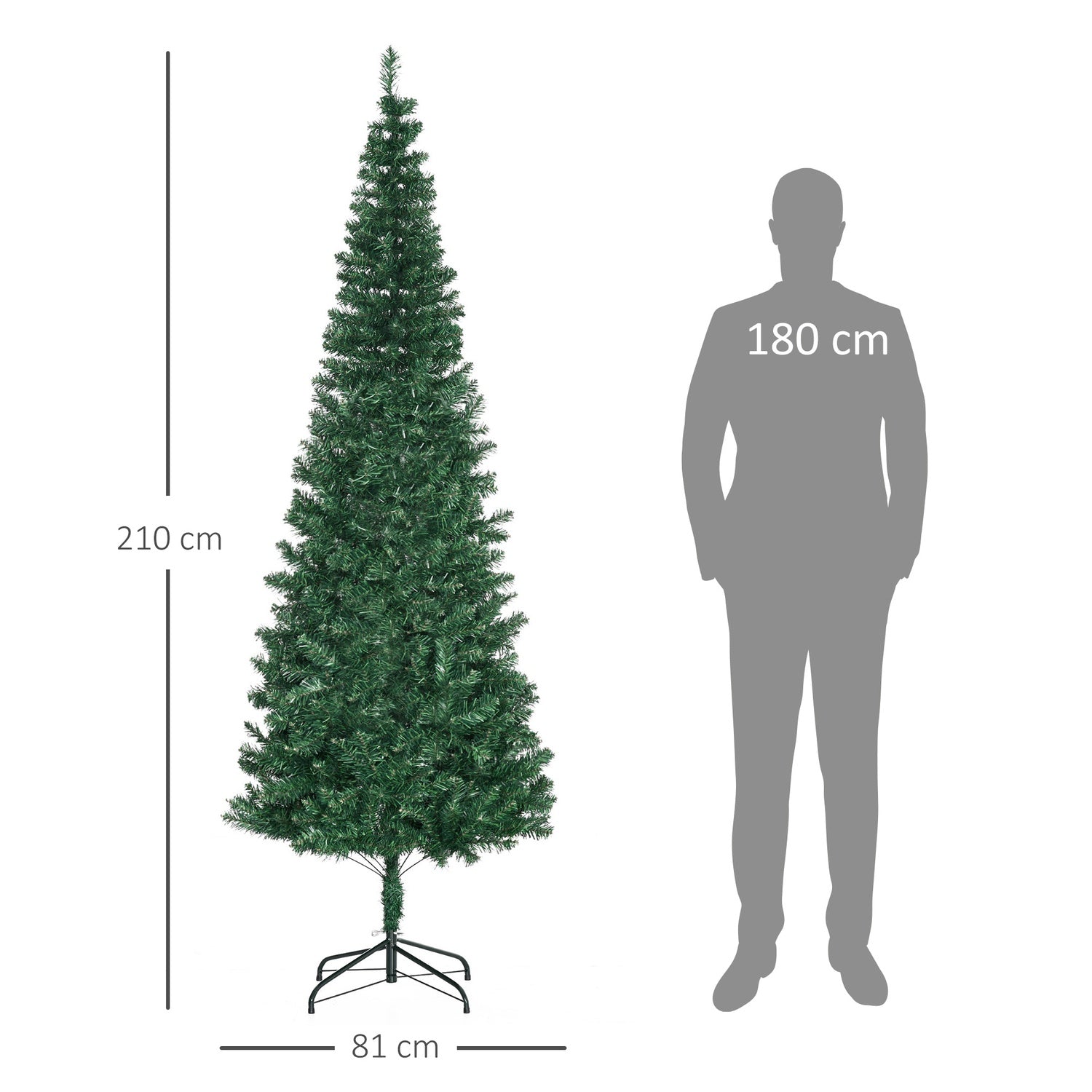Konstgjord julgran – 2,1 m, PVC, 631 grenar, grön