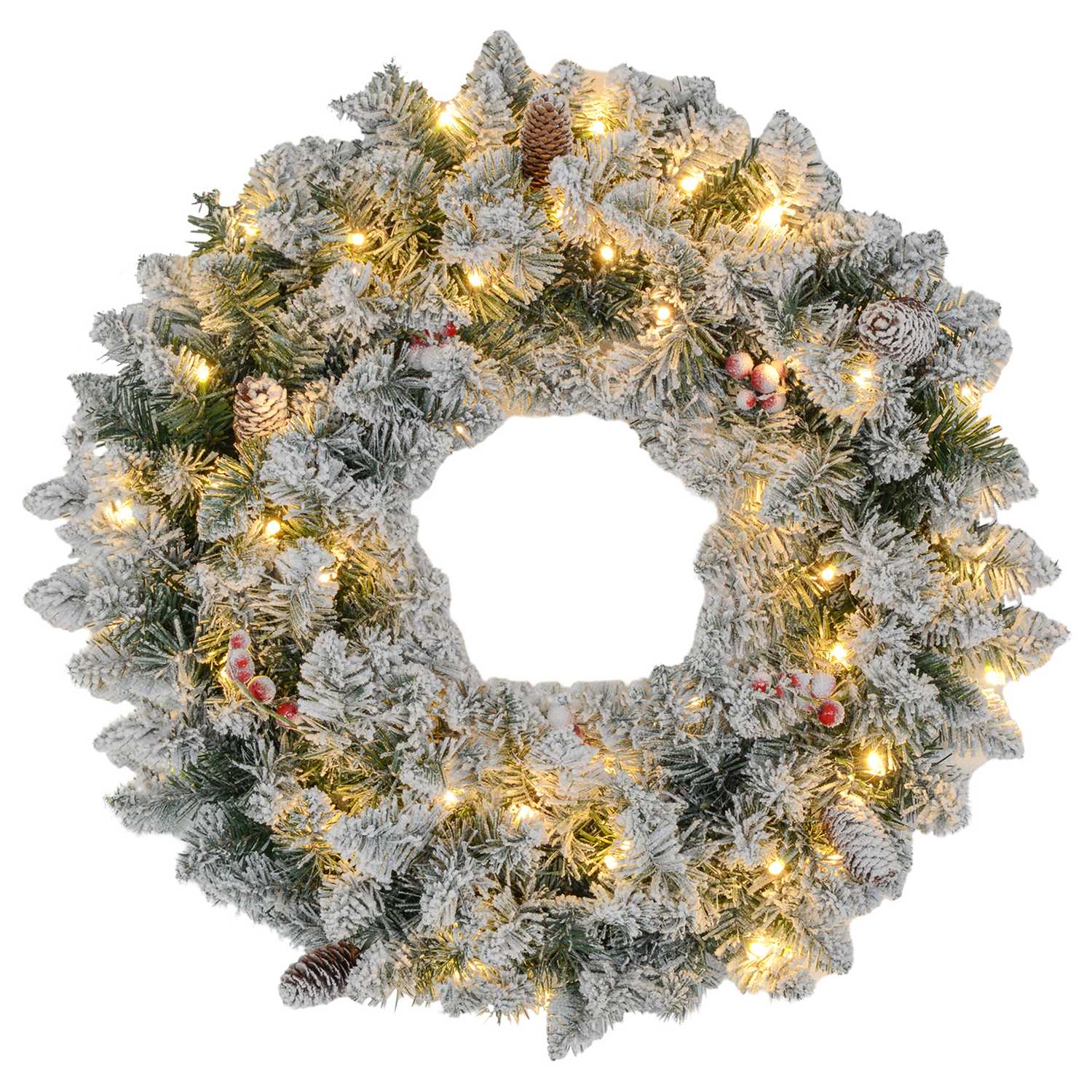 Konstgjord julgrankrans med LED-ljus, 60 cm