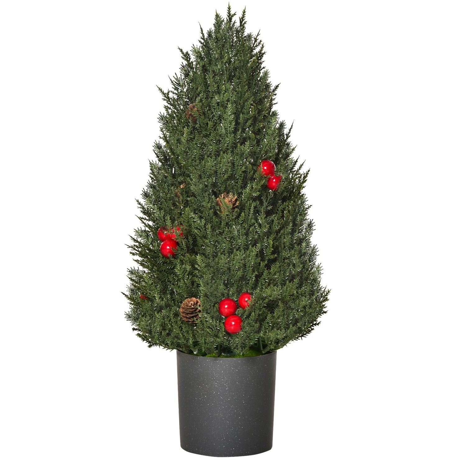 Konstgjord julgran med röda bär & tallkottar, 50 cm