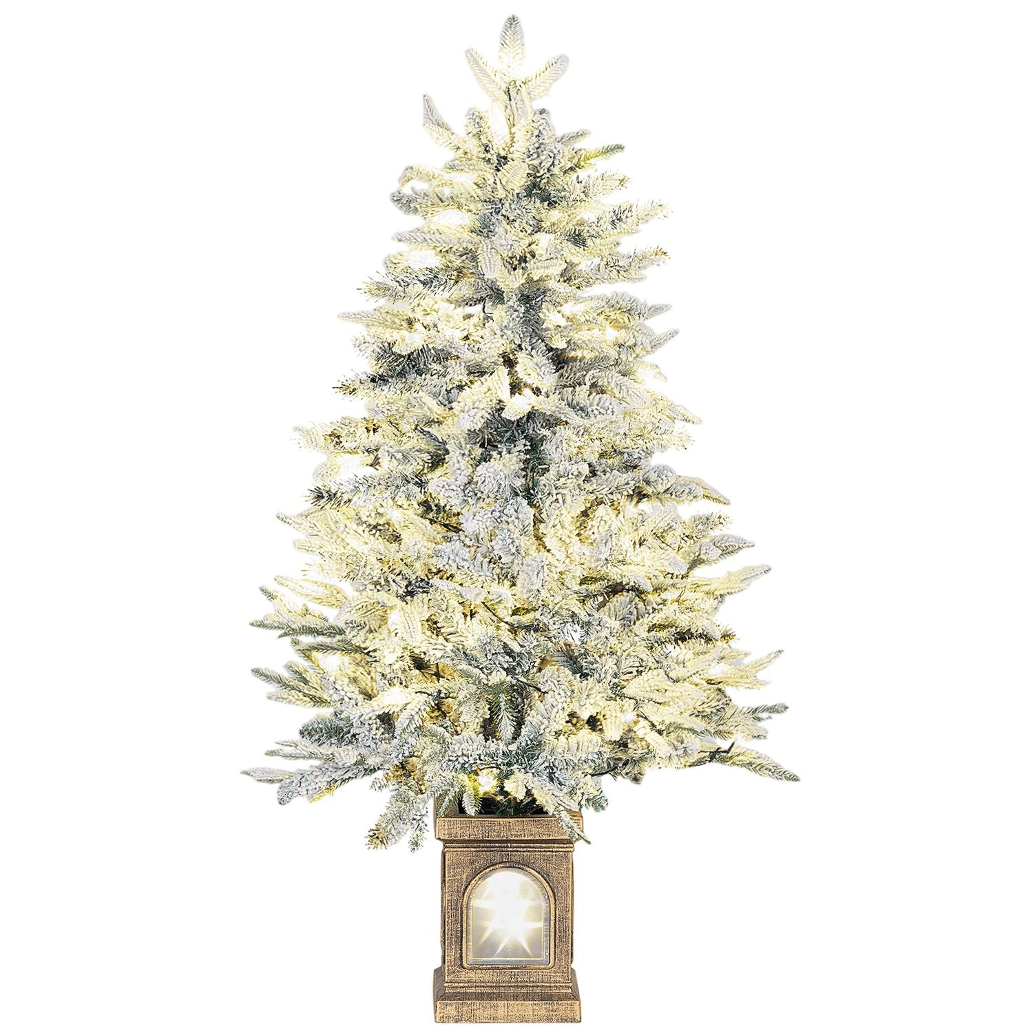 Kunstkerstboom, besneeuwde uitstraling, 100 ledlampjes, 8 standen