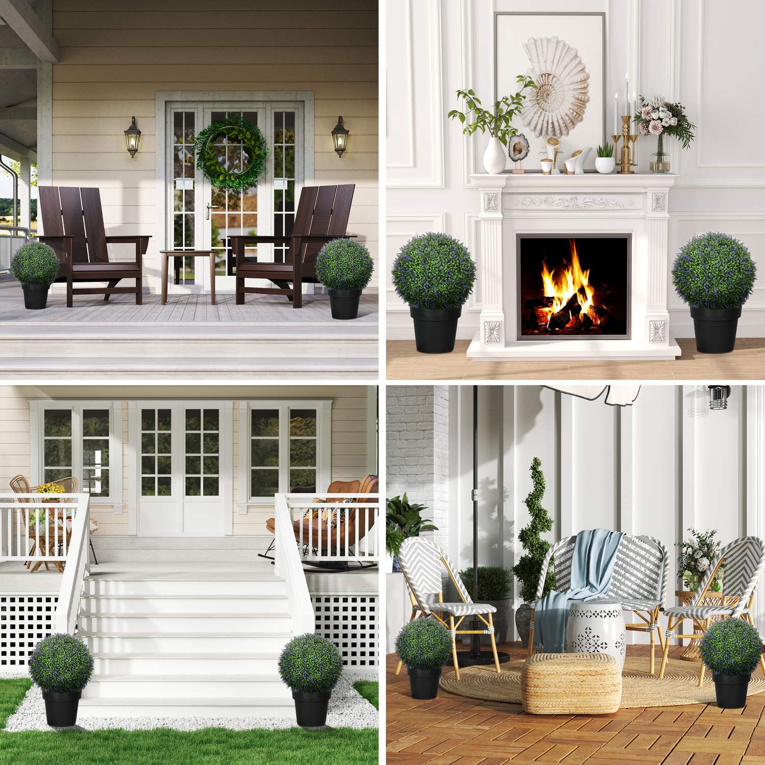 Konstgjord lavendel: 42 cm bollformad växt för hem och kontor