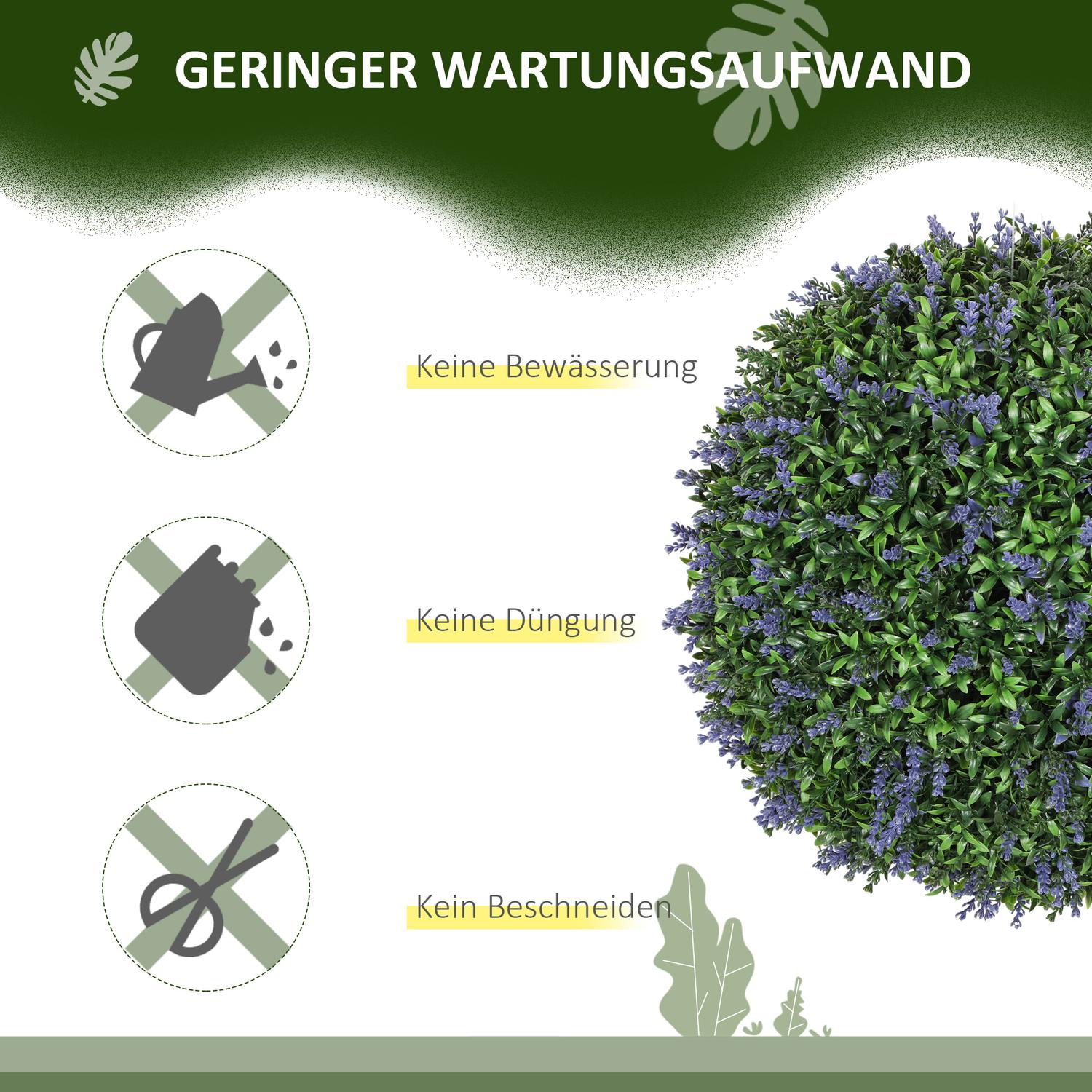 Konstgjord lavendel: 42 cm bollformad växt för hem och kontor