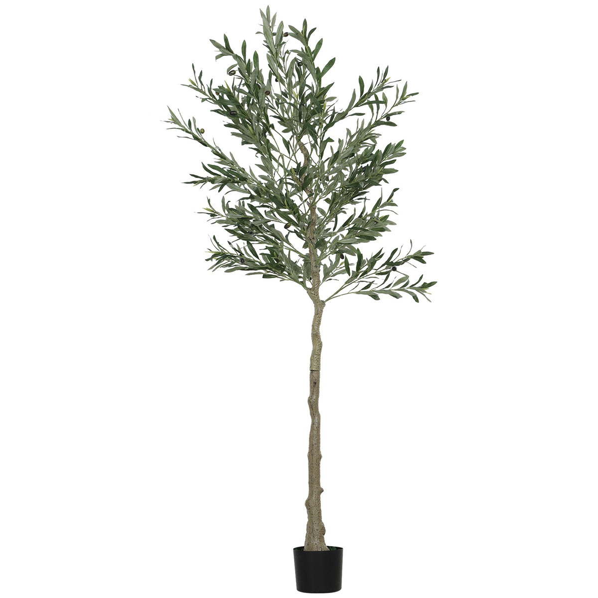 Kunstmatige olijfboom, 180 cm, 900 bladeren, 40 olijven, robuuste bloempot, decoratieve plant, groen