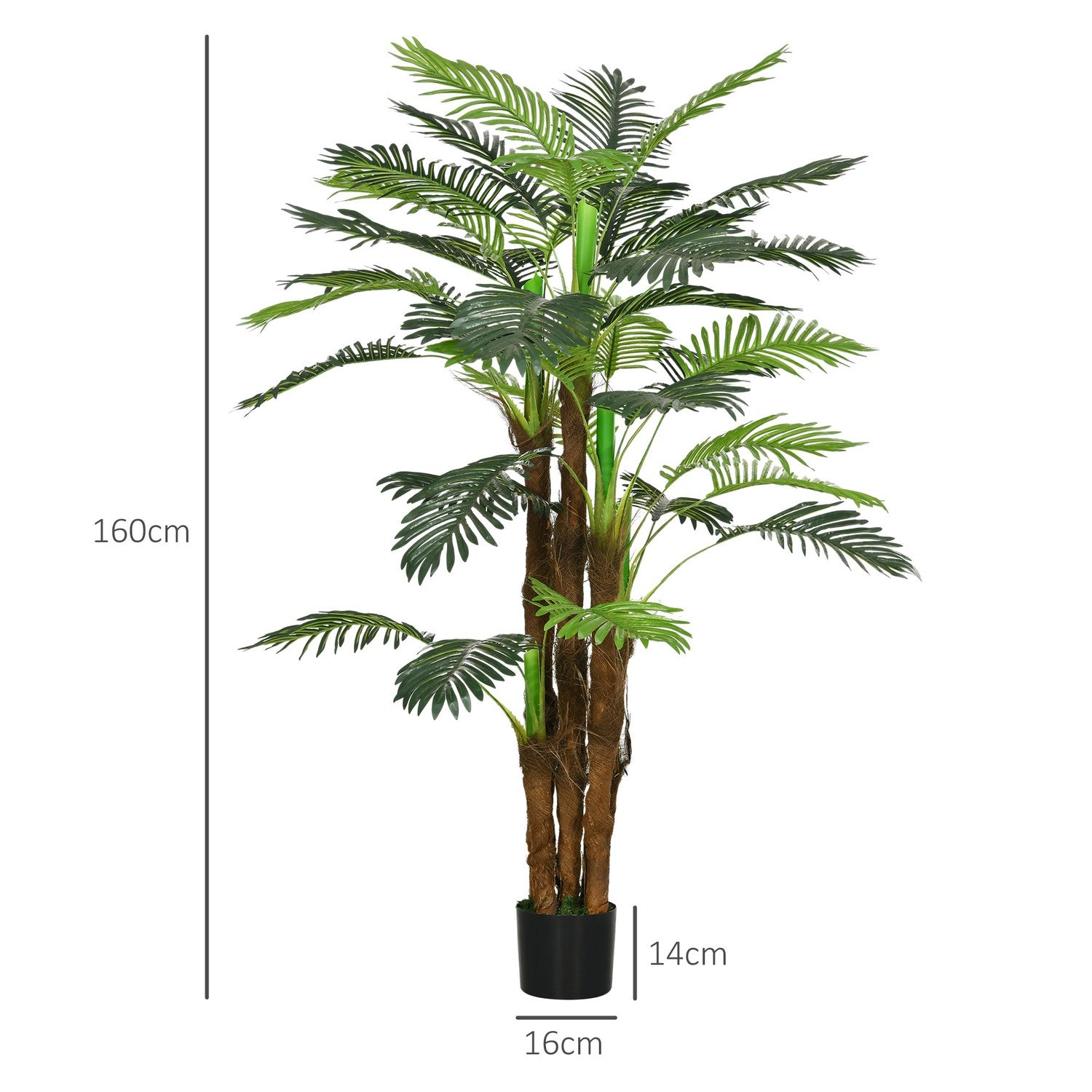 Konstgjord palm – 160 cm, 36 grenar, inomhus/utomhus