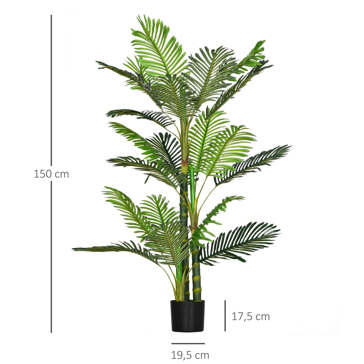 Konstgjord palm inomhus, 150 cm, cementfylld bas