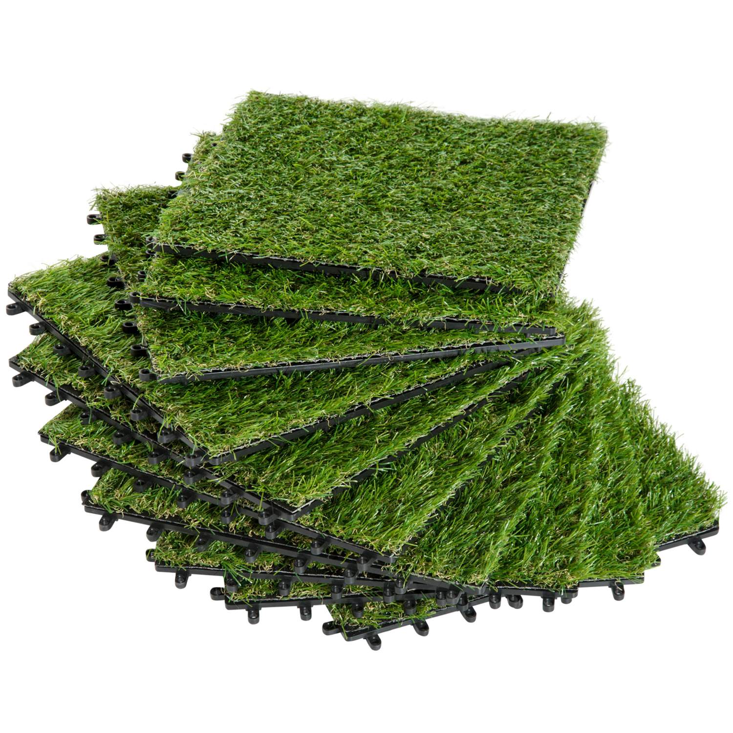 Konstgräsmatta, 10-pack – 25 mm, 30x30 cm, mörkgrön