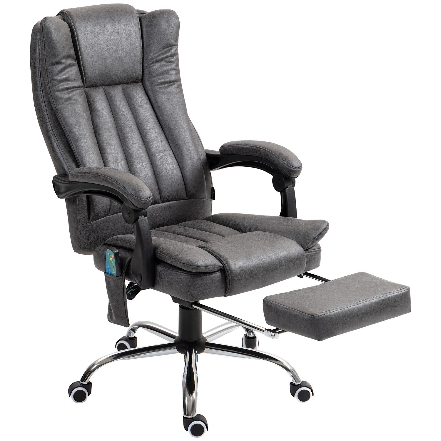 Ergonomisk Grå Kontorsstol, Massage & Värme, Justerbar Höjd