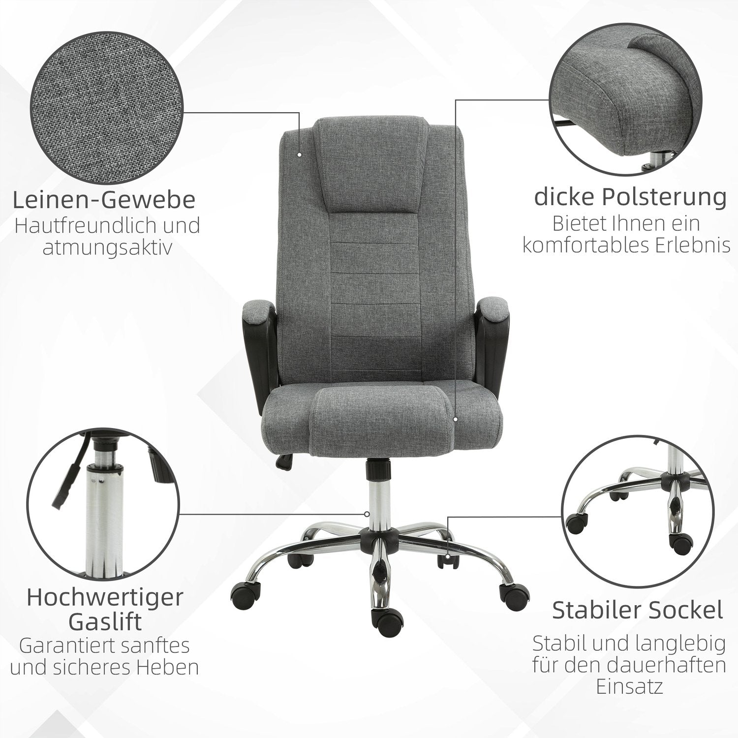 Ergonomisk kontorsstol, vridbar, justerbar höjd, linne Touch