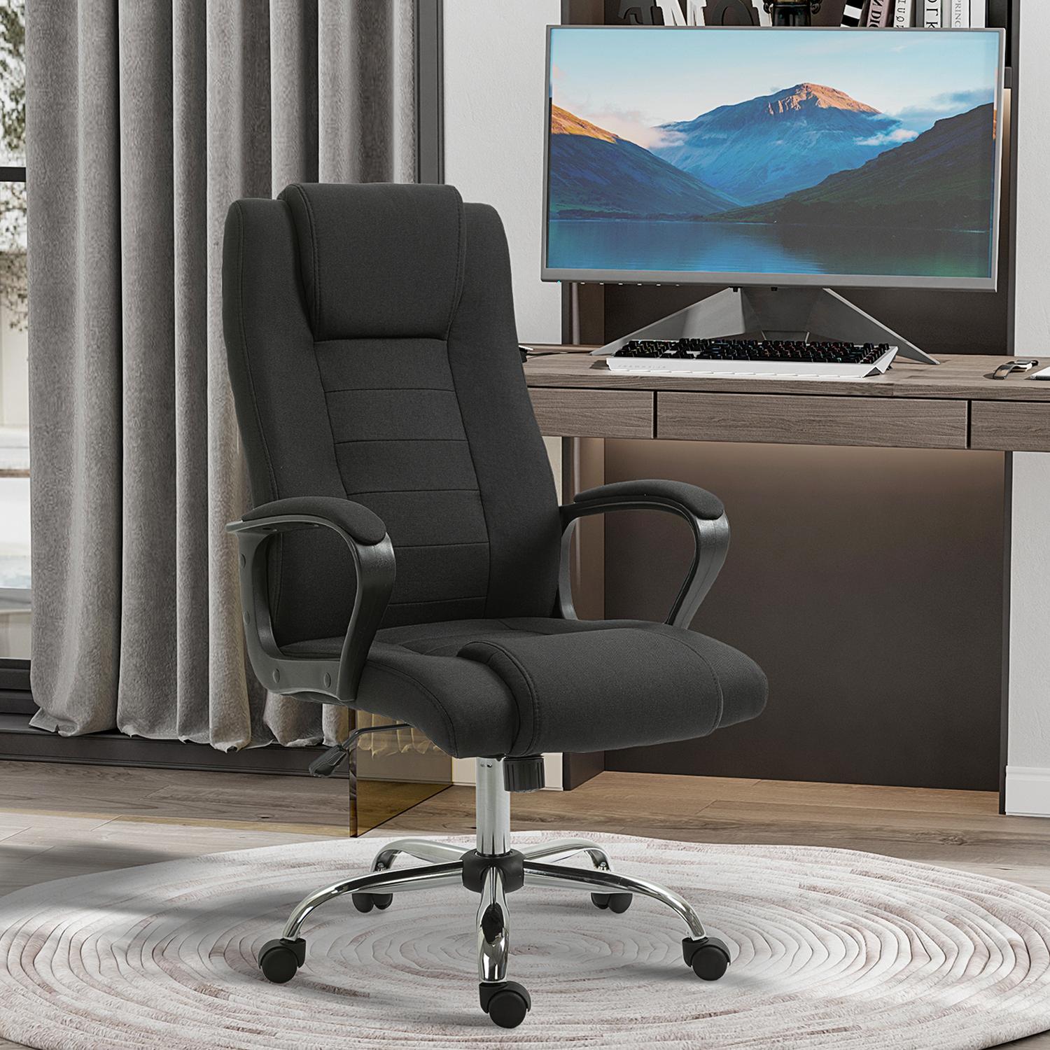 Ergonomisk svart kontorsstol med nackstöd, höjdjusterbar