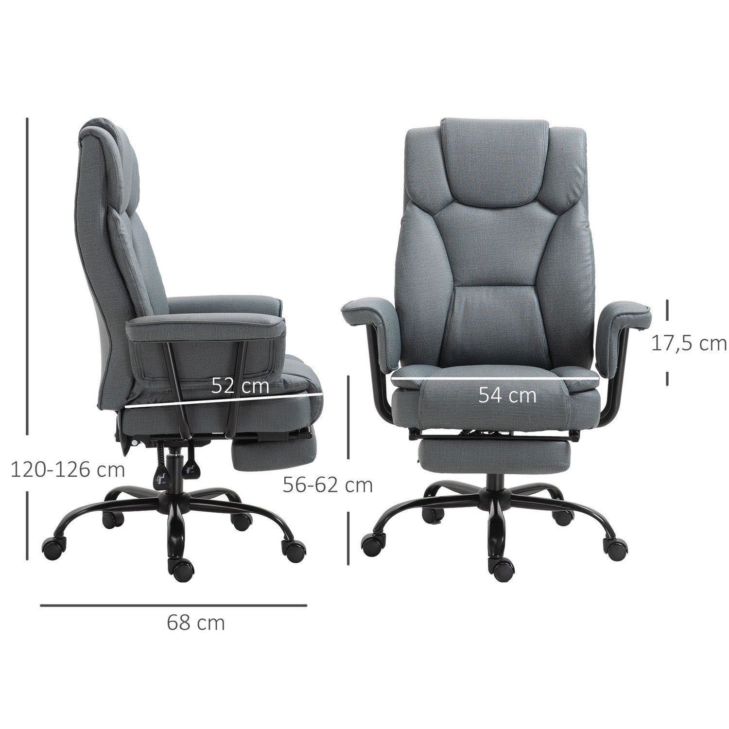 Ergonomisk kontorsstol, justerbar med nackstöd och fotstöd
