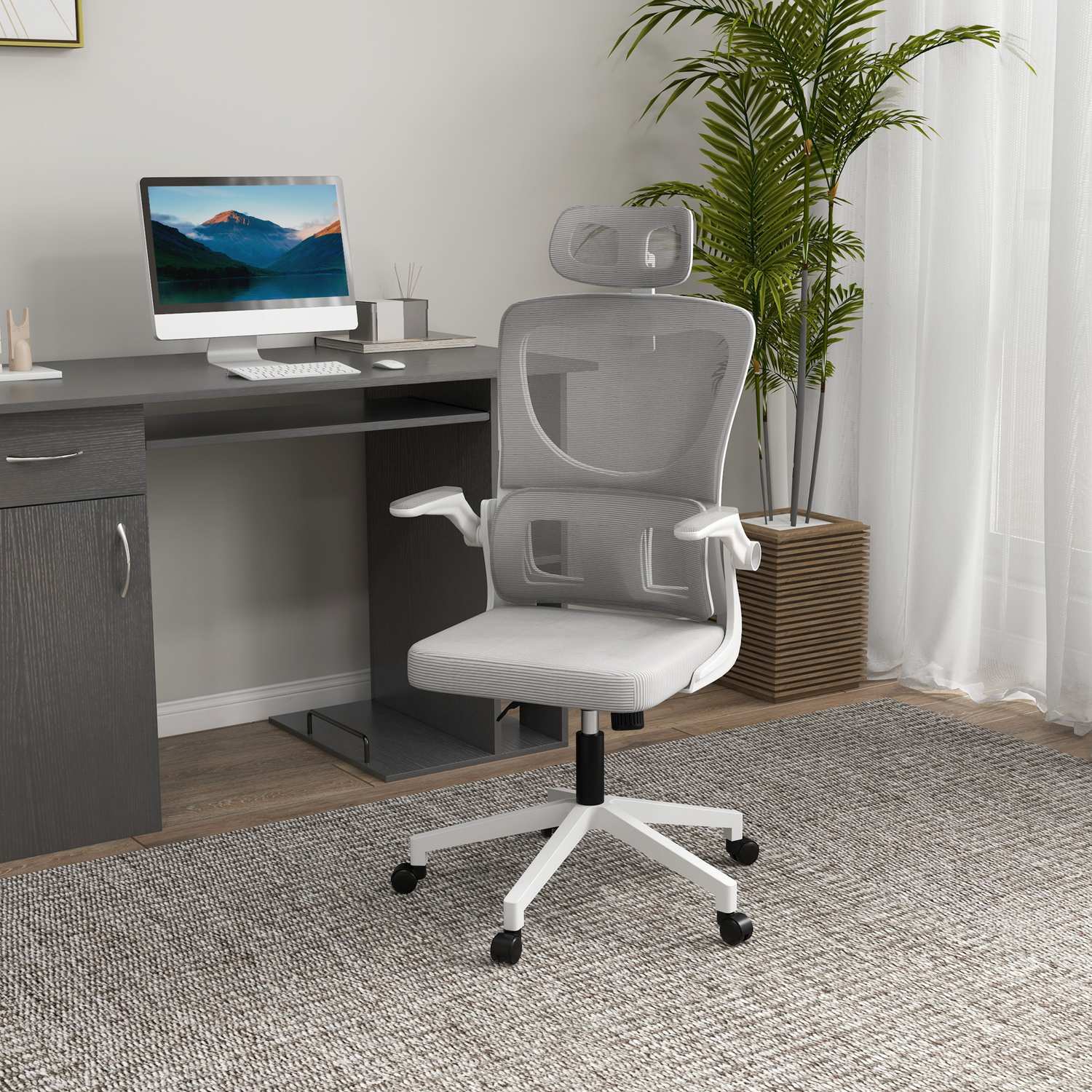 Ergonomisk kontorsstol, justerbar höjd, svankstöd