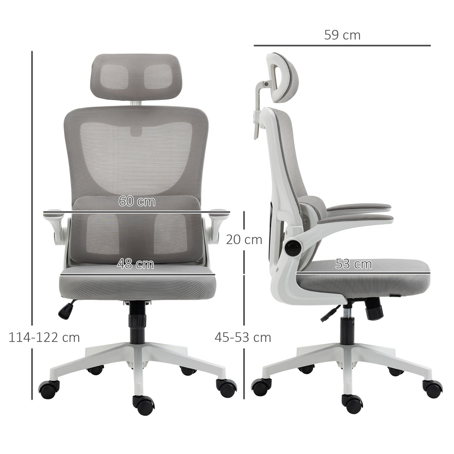 Ergonomisk kontorsstol, justerbar höjd, svankstöd