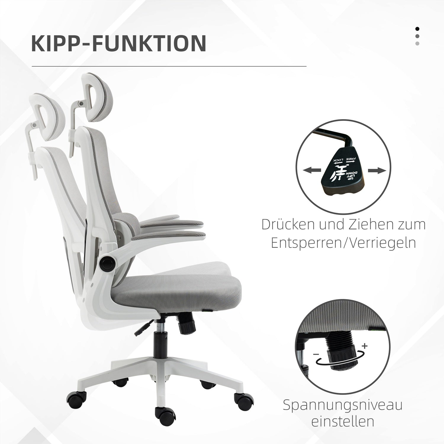Ergonomisk kontorsstol, justerbar höjd, svankstöd
