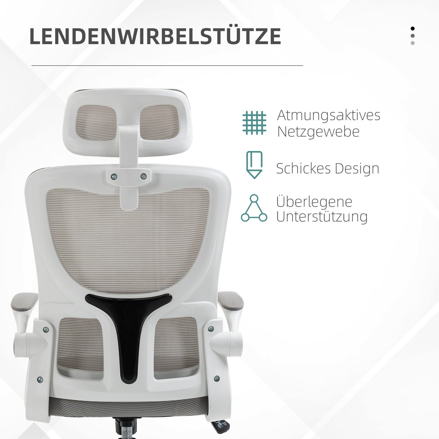 Ergonomisk kontorsstol, justerbar höjd, svankstöd