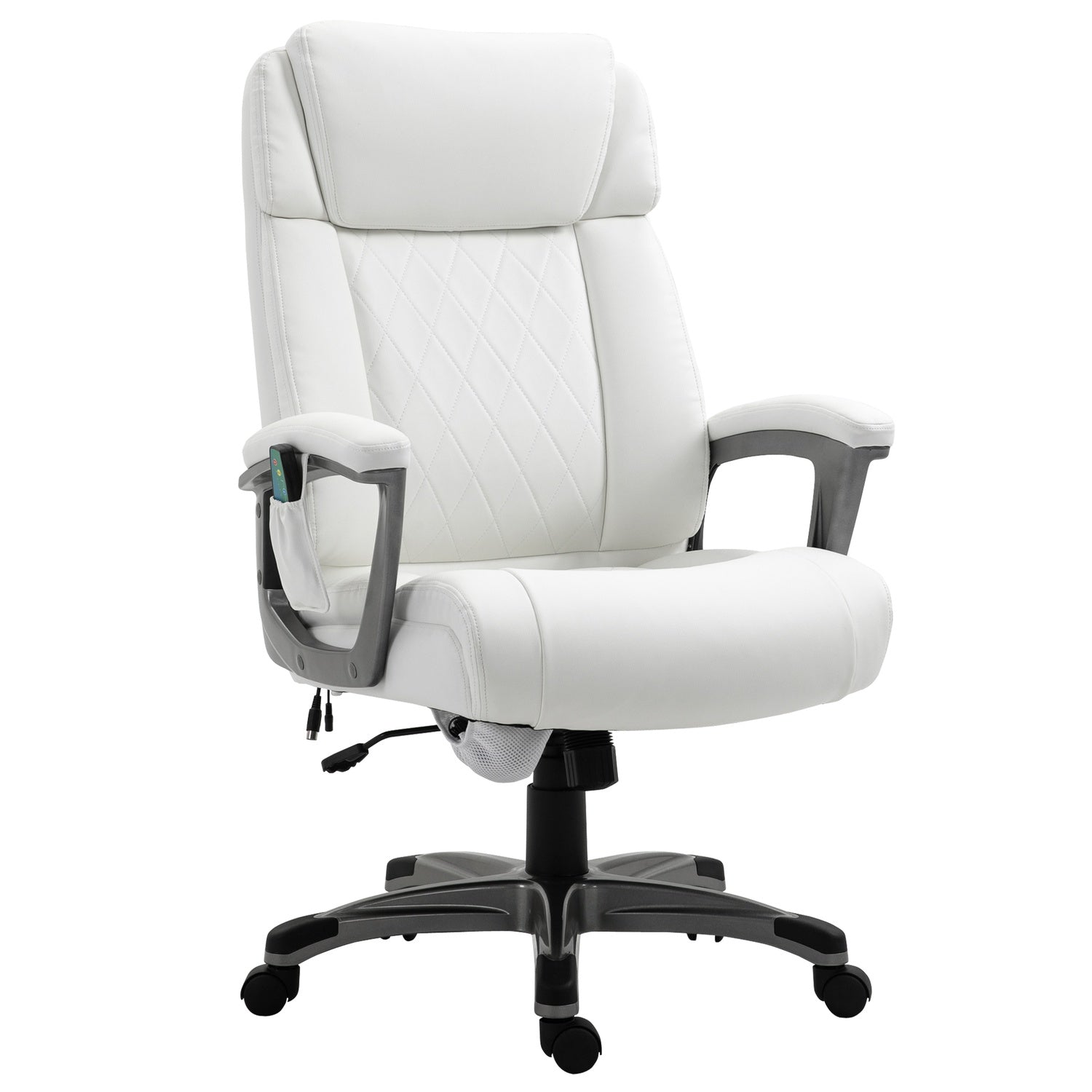 Ergonomisk vridbar kontorsstol, massage, konstläder, vit