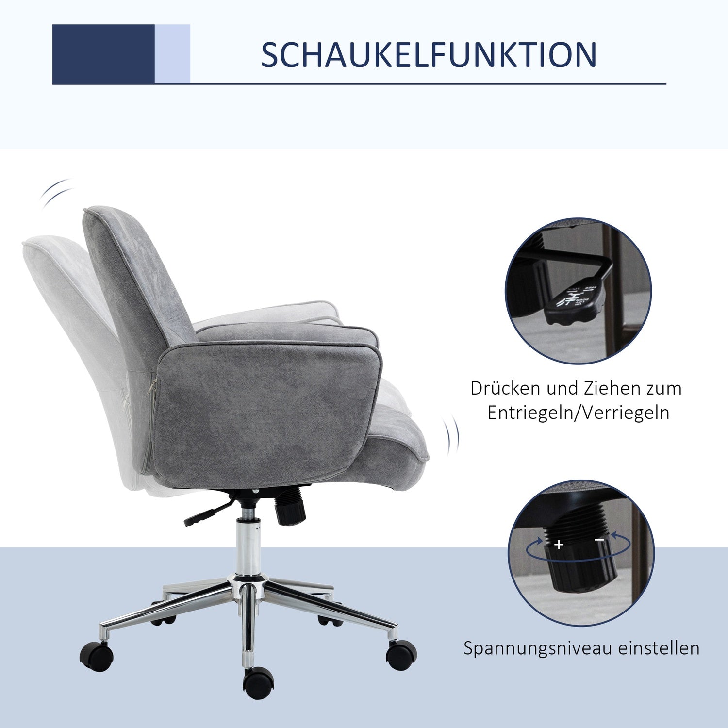 Ergonomisk kontorsstol – 360° vridbar, justerbar höjd