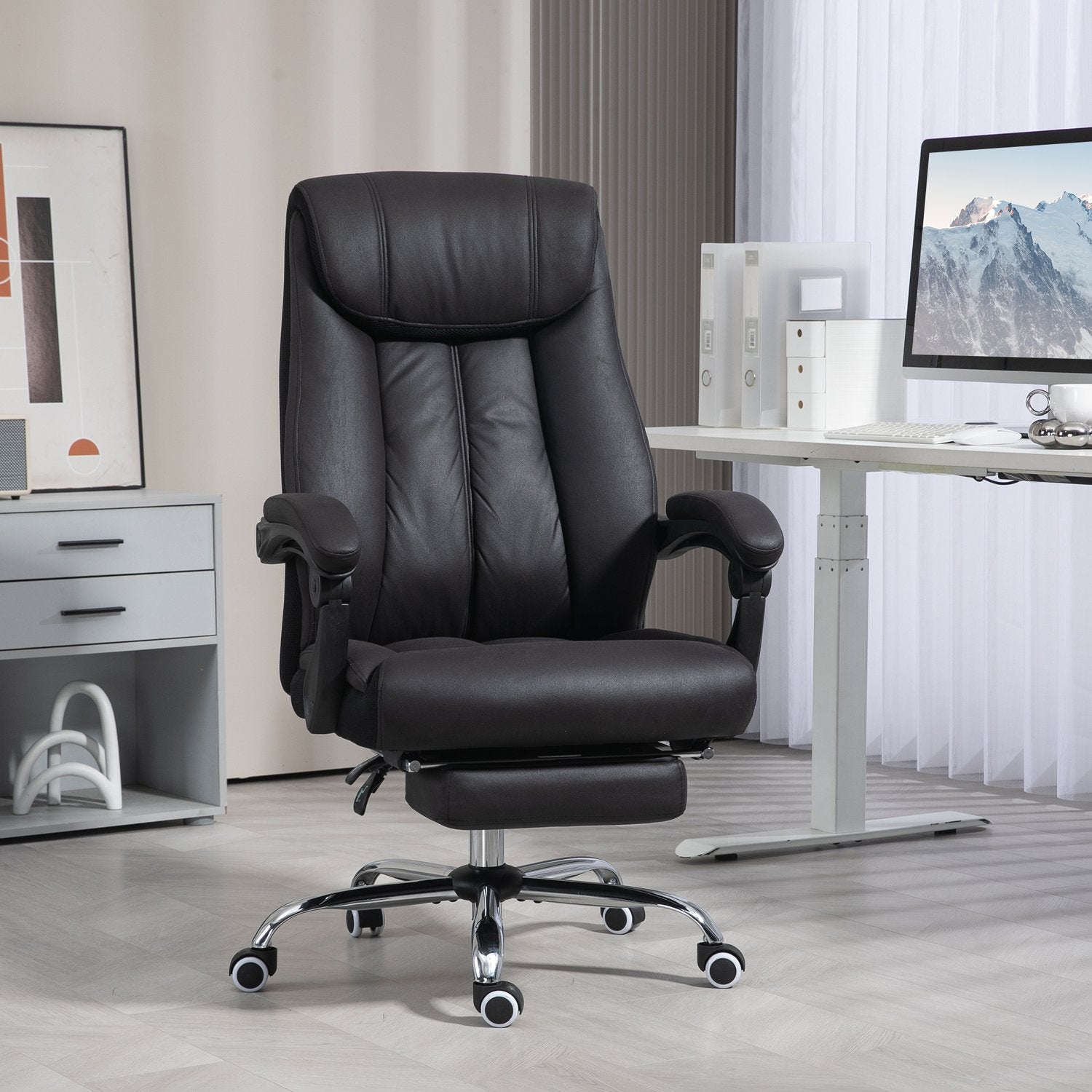 Executive Office Stol, justerbar höjd, svart mikrofiber