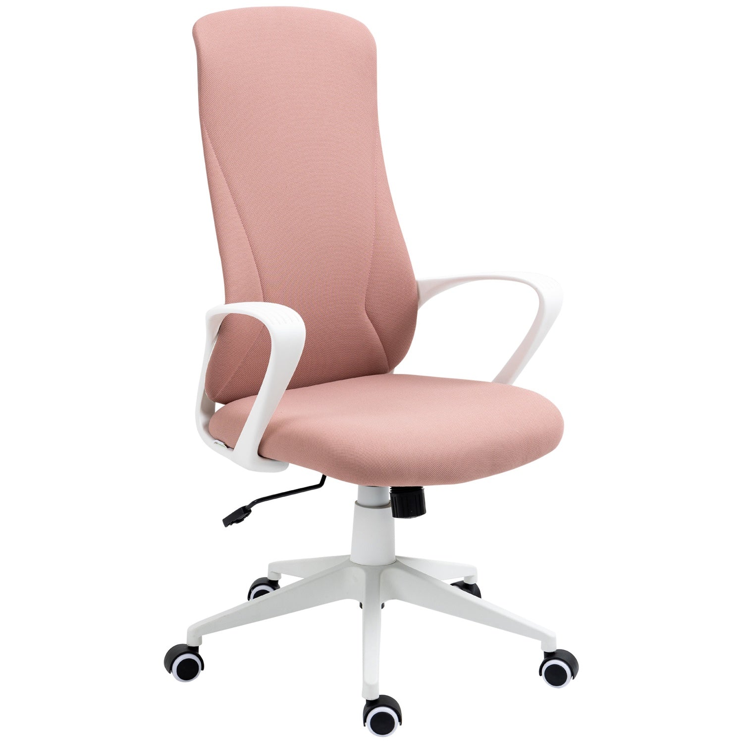 Ergonomisk rosa kontorsstol, höjdjusterbar, stretchtyg