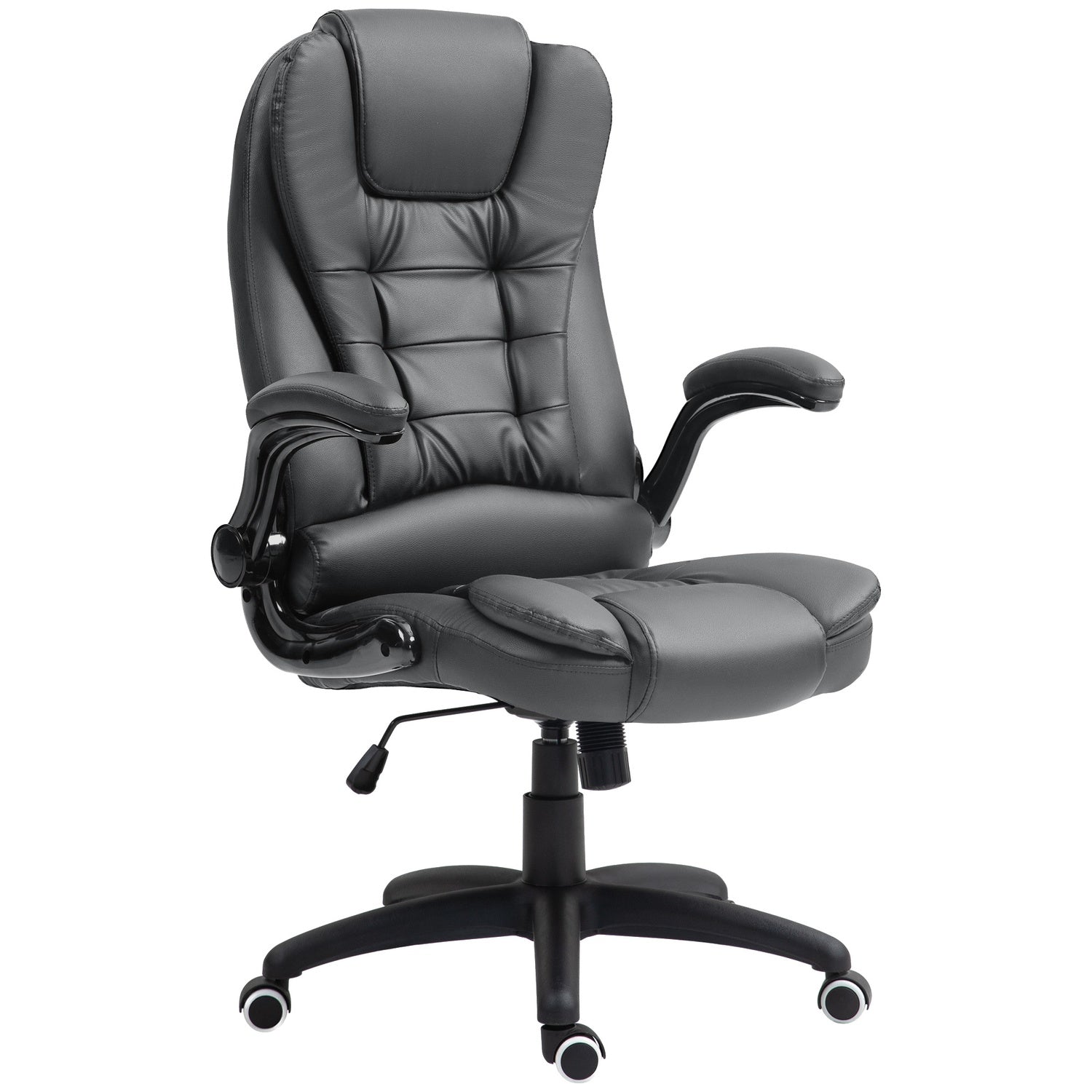 Ergonomisk kontorsstol, vridbara & vikbara armar, mörkgrå
