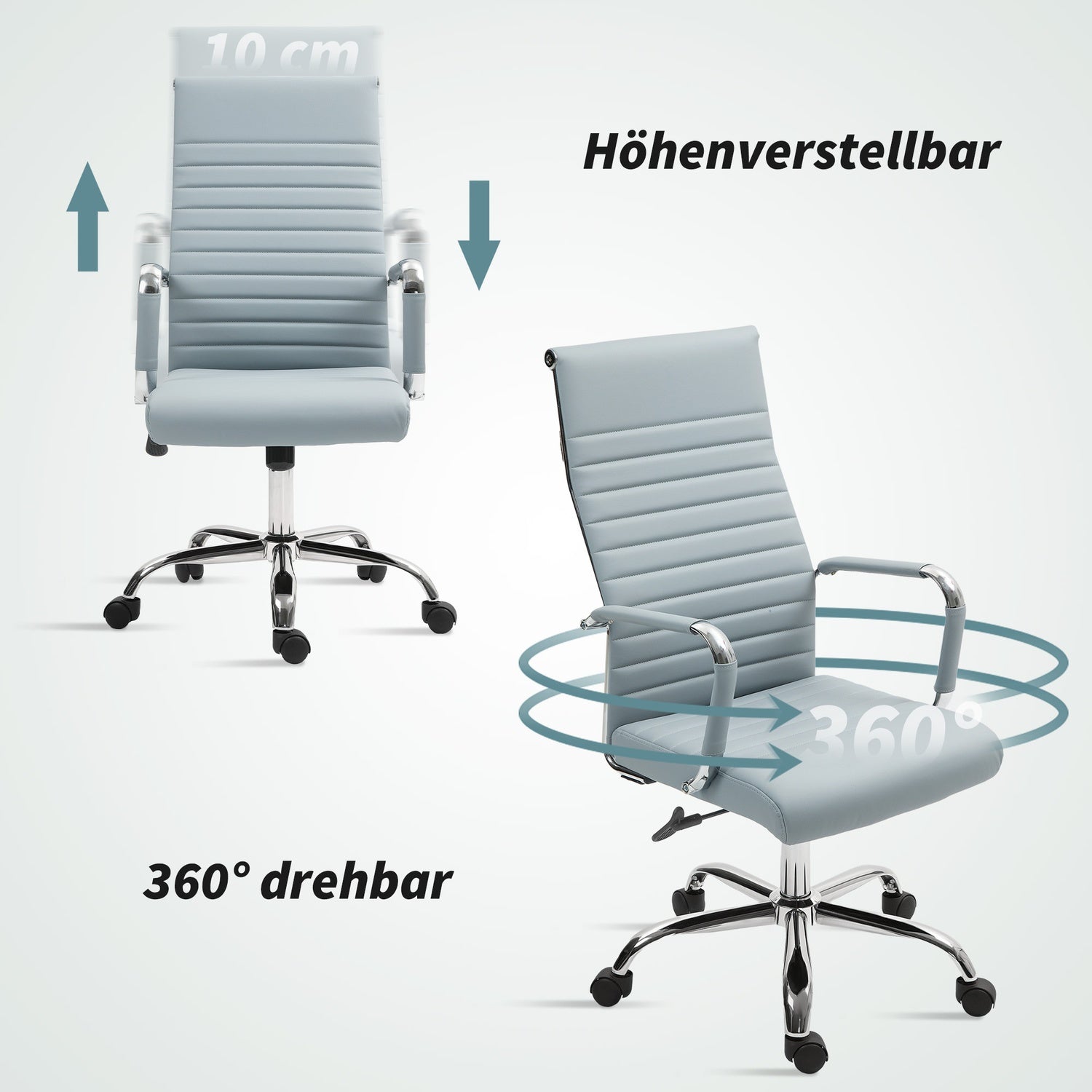 Ergonomisk kontorsstol, justerbar höjd, konstläder