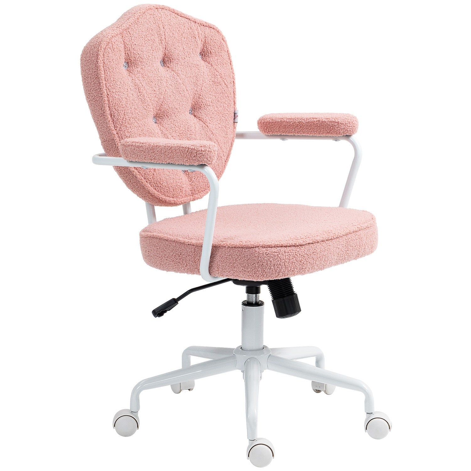 Ergonomisk rosa kontorsstol, Teddy Fleece, höjdjusterbar