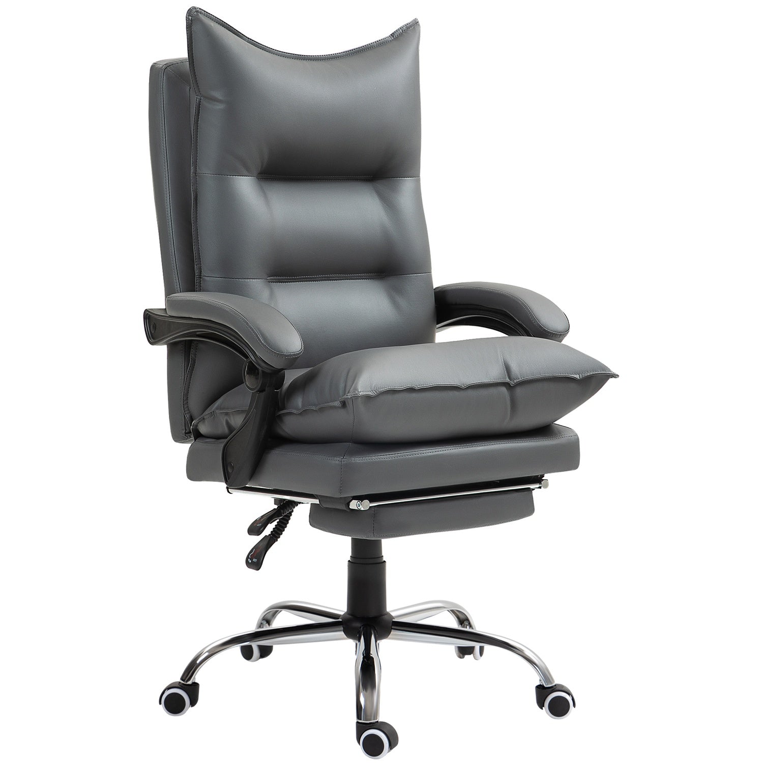 Ergonomisk kontorsstol, fällbar & höjdjusterbar, mörkgrå