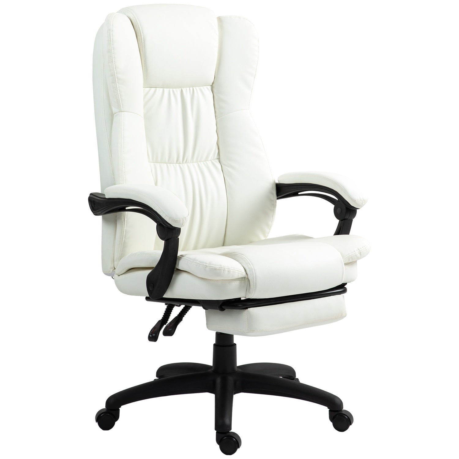 Ergonomisk krämig kontorsstol med massage & fotstöd
