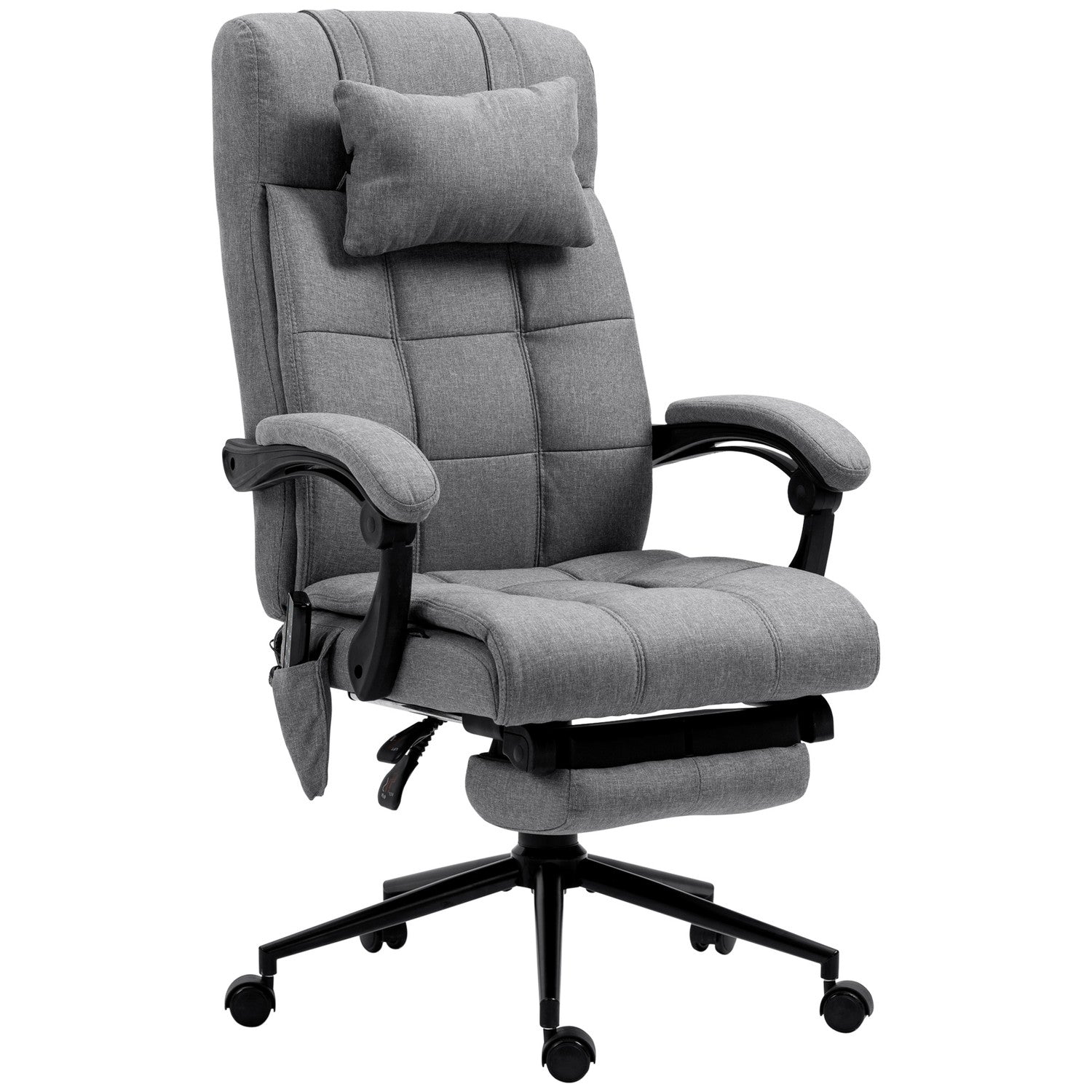 Ergonomisk kontorsstol med massage & ländryggsvärme, Grå