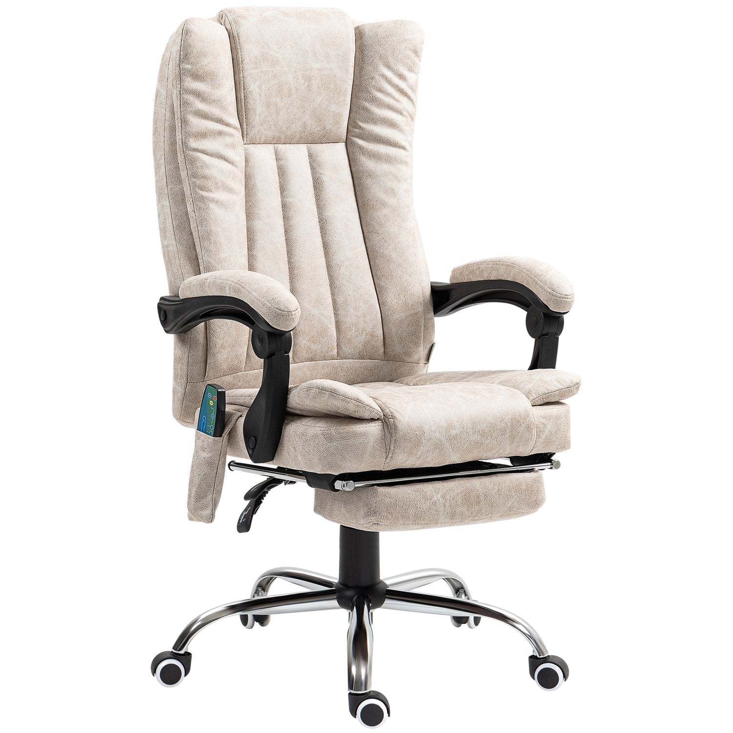 Ergonomisk Massage Kontorsstol, Liggande & Uppvärmd, Krämvit