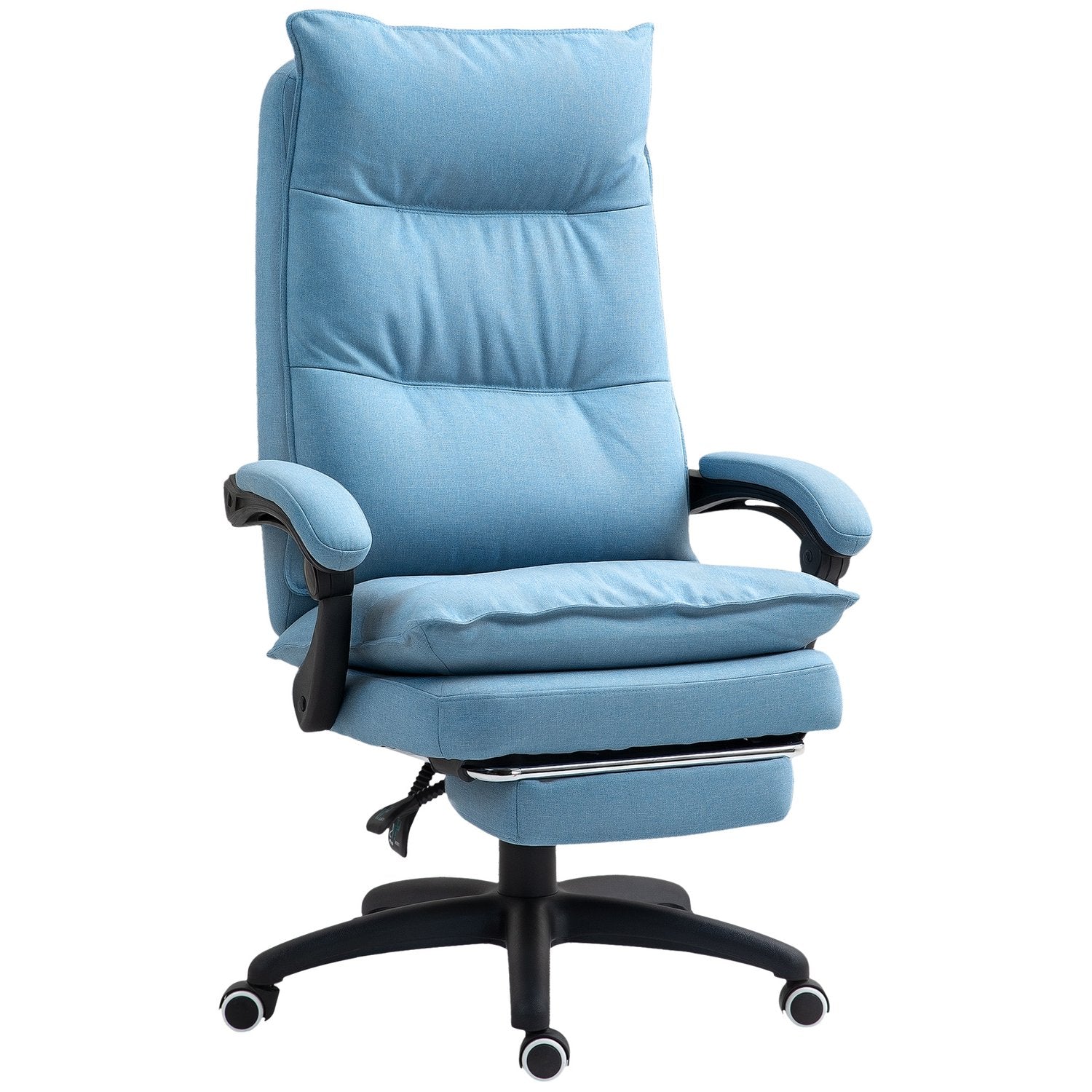 Ergonomisk massagekontorsstol med lutning & fotstöd, blå