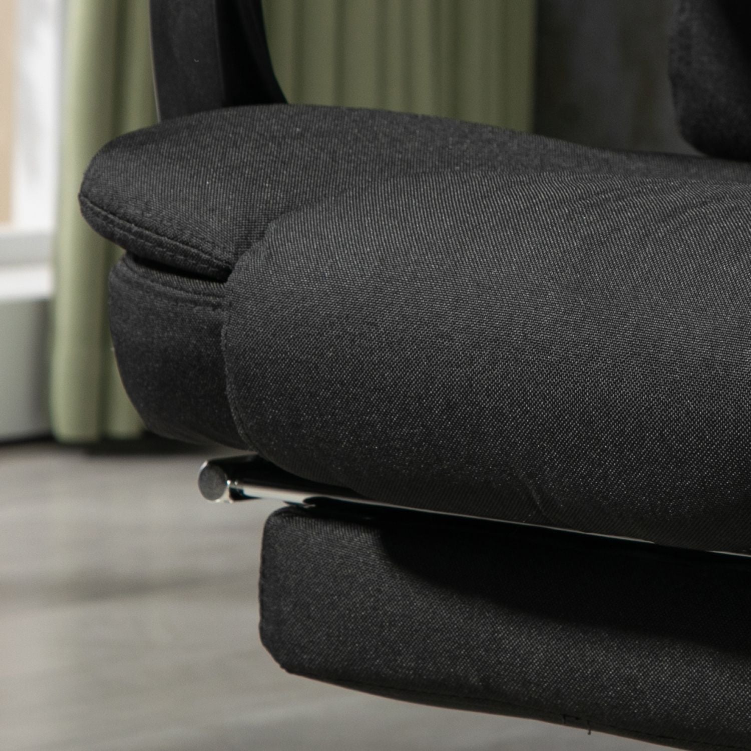 Ergonomisk massagekontorsstol, liggande med fotstöd, svart