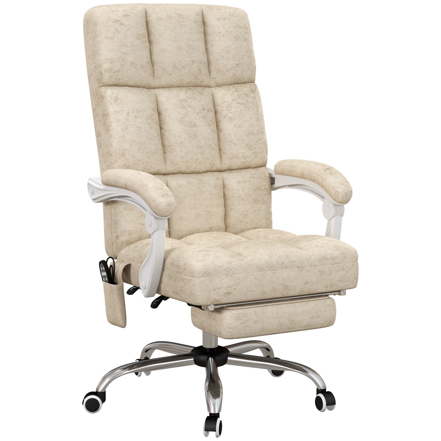 Ergonomisk kontorsstol med massage & värme, justerbar, beige