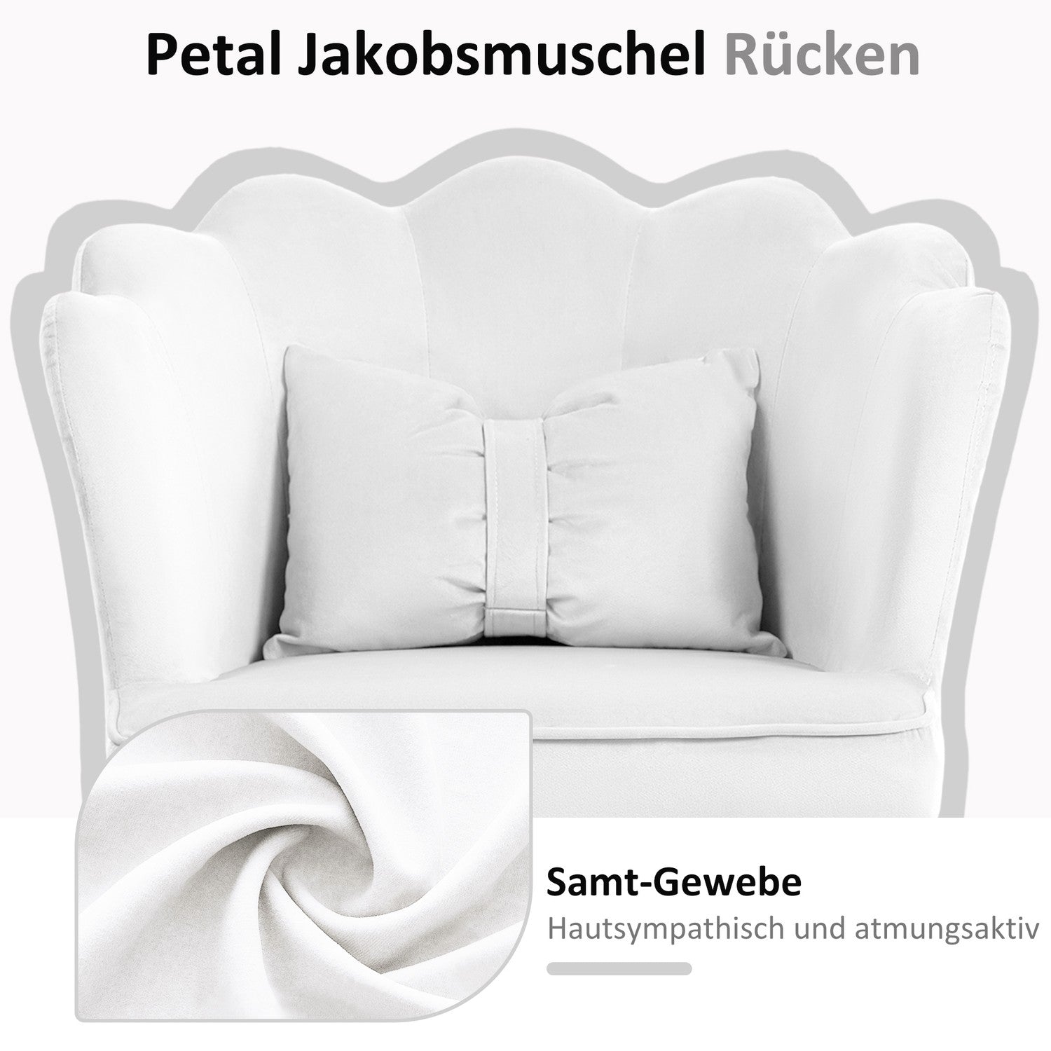 Vit Velvet-Look Swivel Office Stol med armstöd