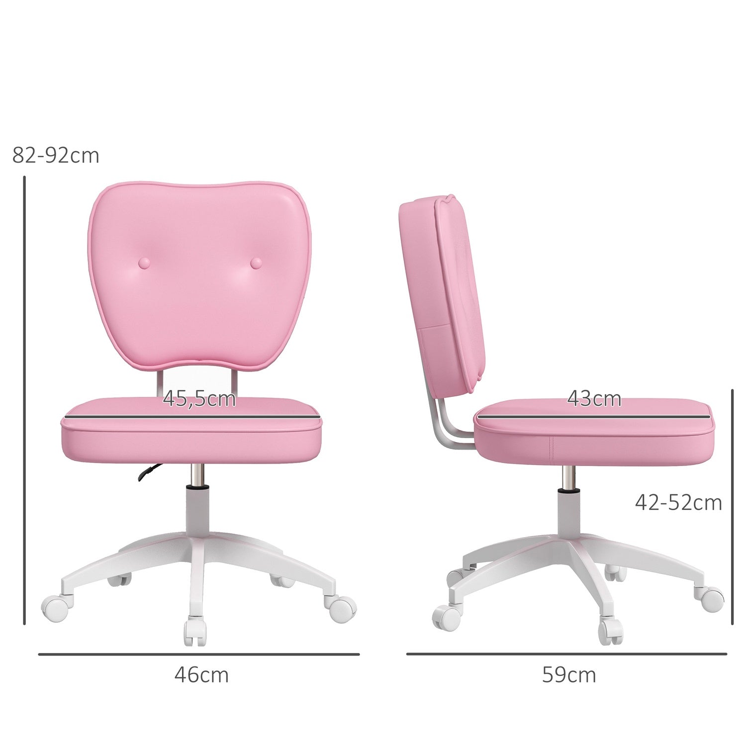 Barns höjdjusterbar rosa vridbar kontorsstol