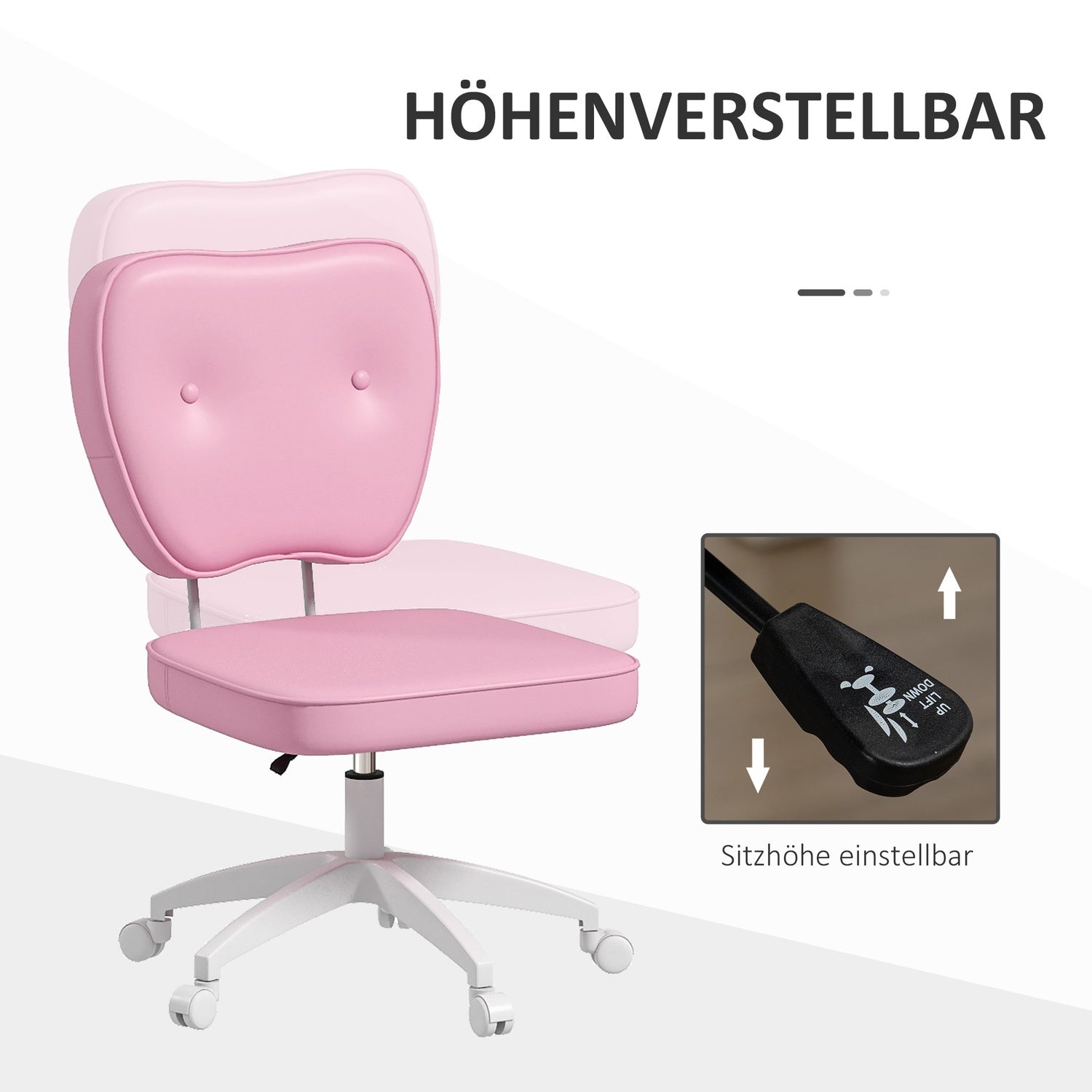 Barns höjdjusterbar rosa vridbar kontorsstol