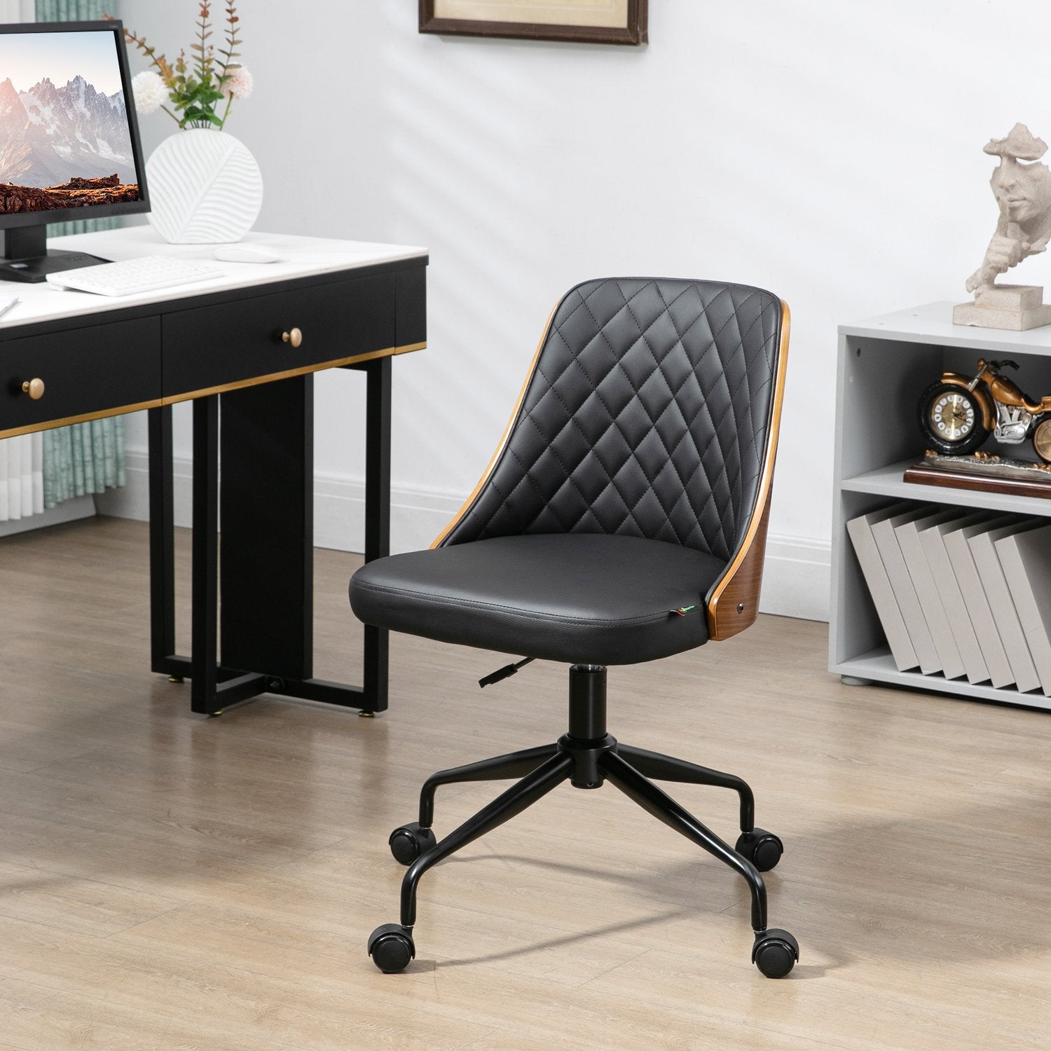Ergonomisk vridbar skrivbordsstol, svart, höjdjusterbar