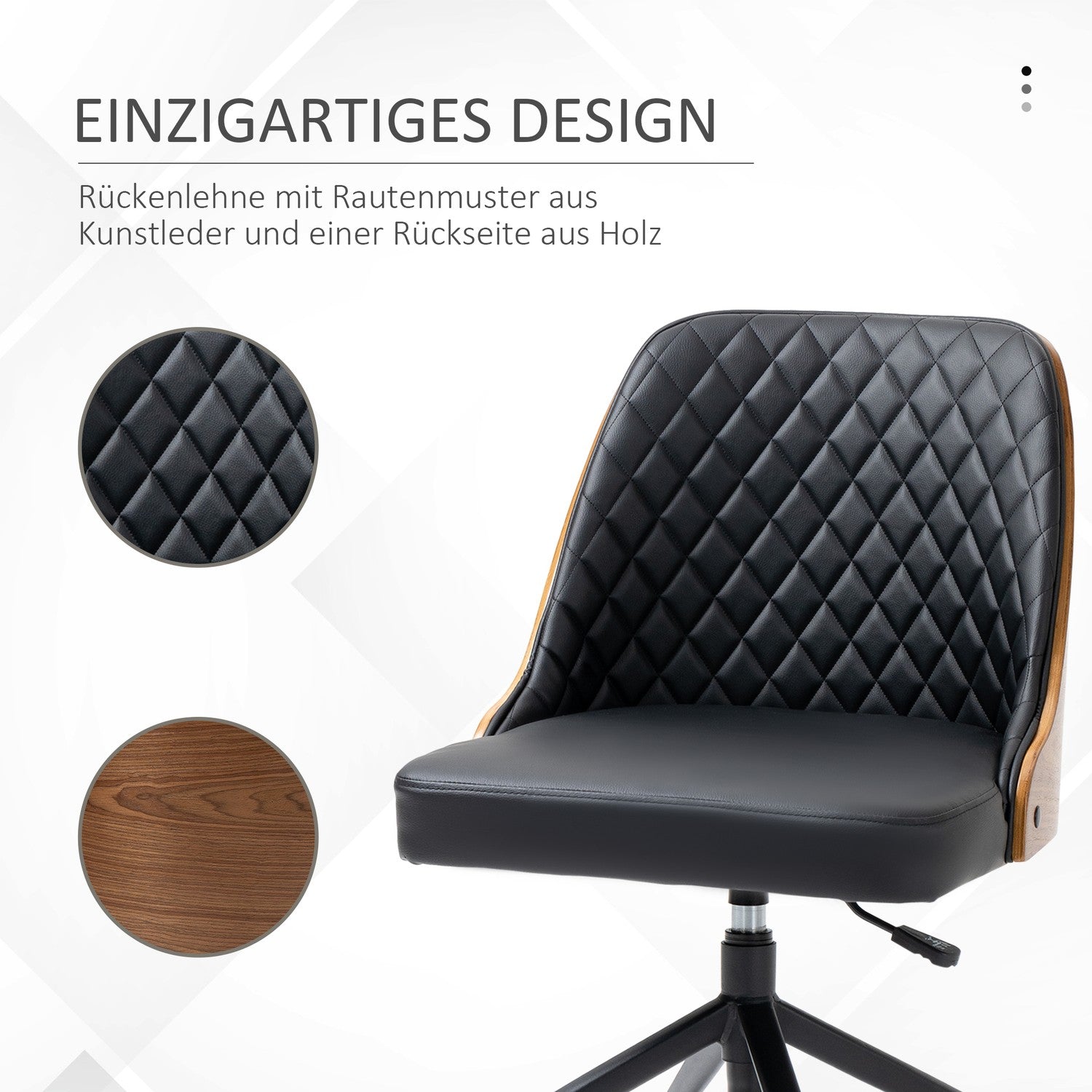Ergonomisk vridbar skrivbordsstol, svart, höjdjusterbar