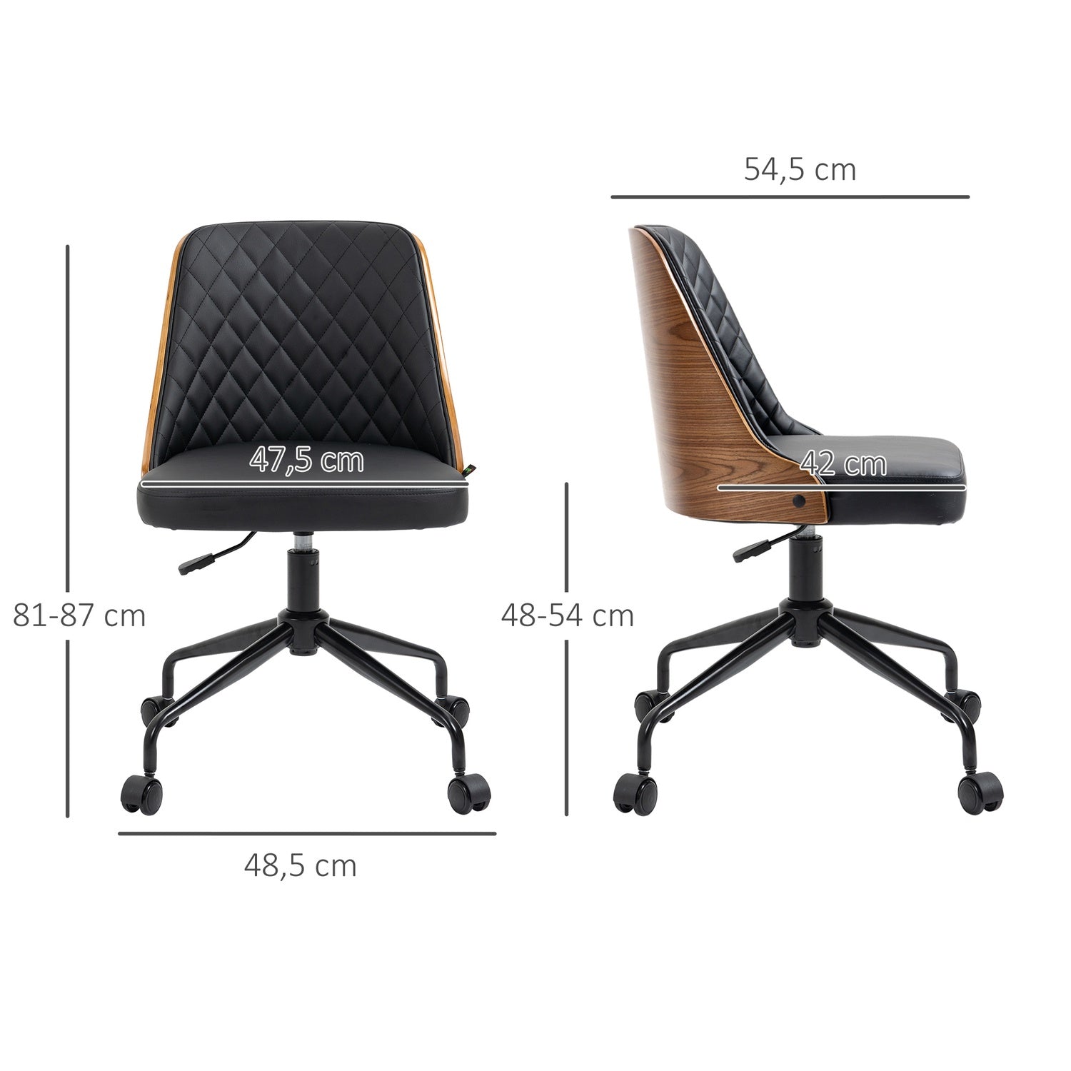 Ergonomisk vridbar skrivbordsstol, svart, höjdjusterbar
